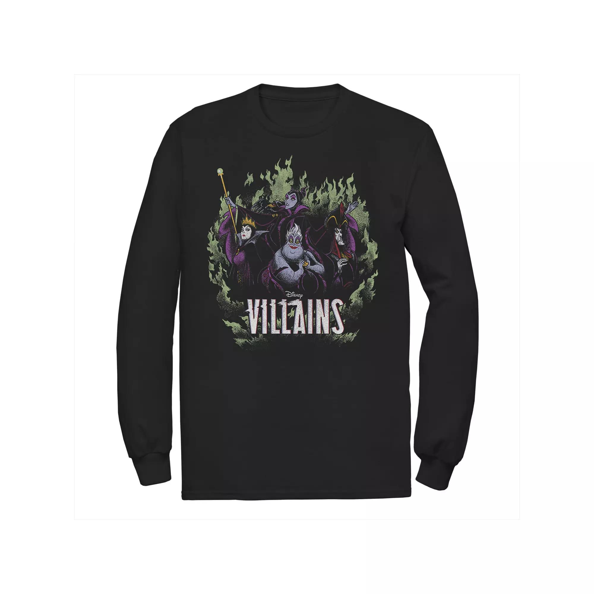Disney's Villains Green Flame Group Shot Men's Long Sleeve Tee,  Product Image