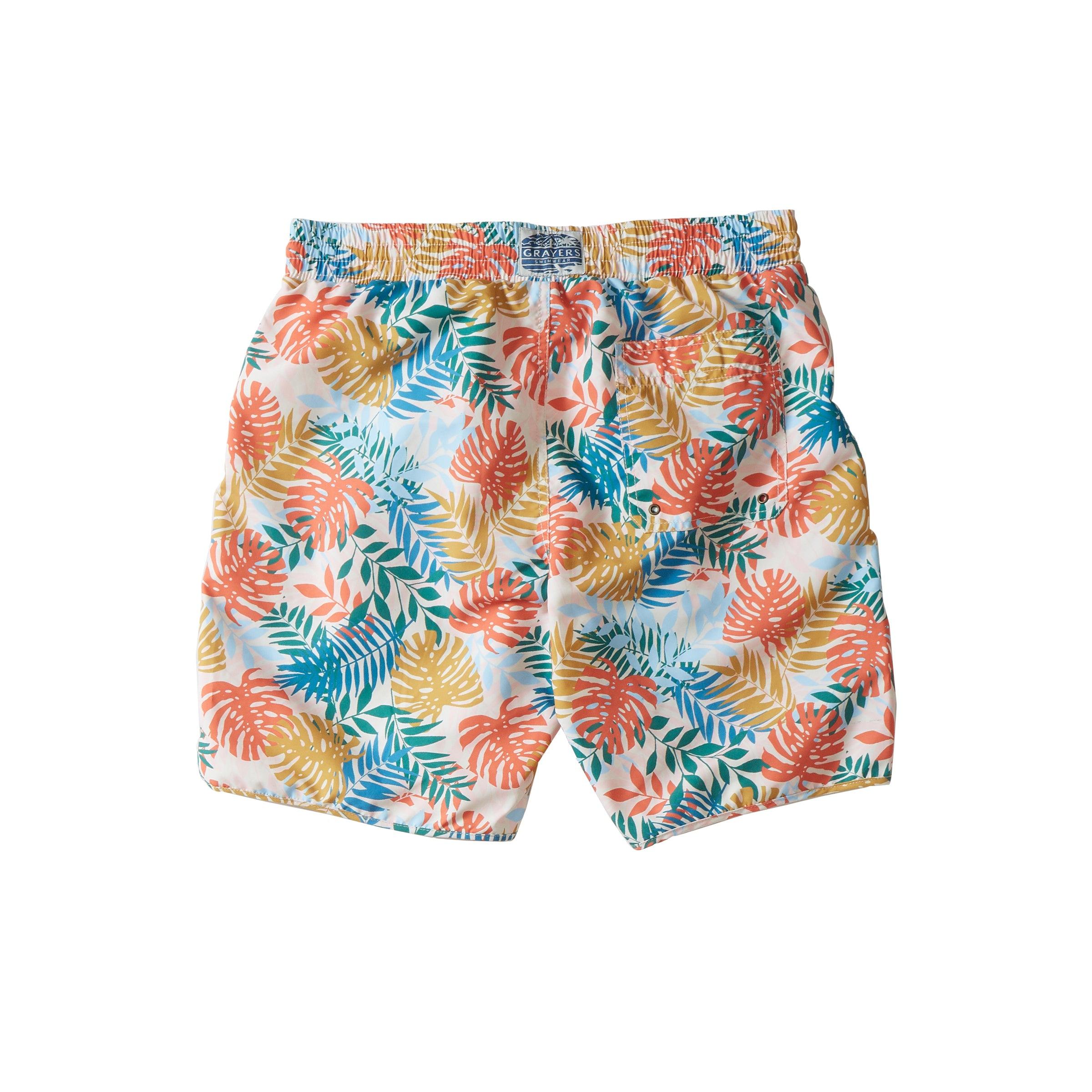 Tropical Leaf Eco Swim Trunk 8" - Multi Color Product Image