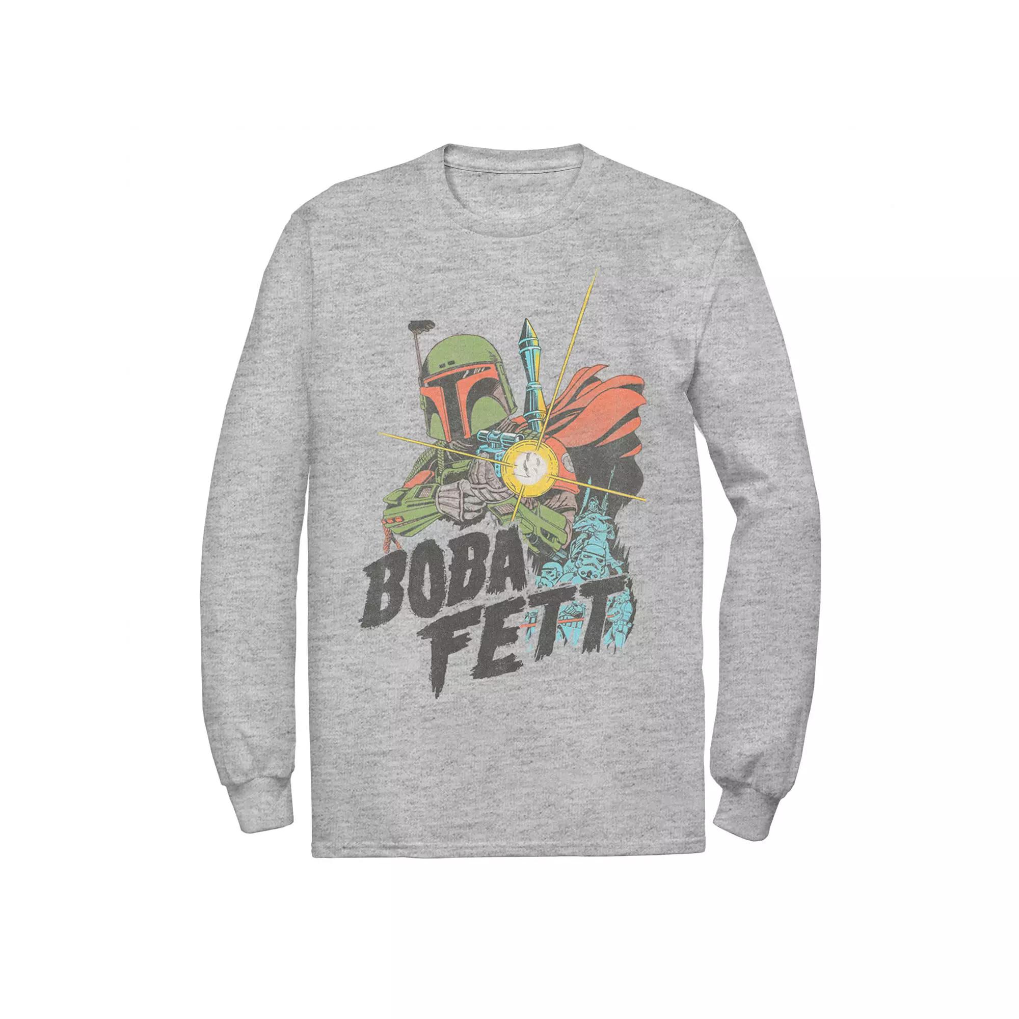 Disney's Star Wars Men's Boba Fett Retro Portrait Long Sleeve Tee, Size: 4XL Tall, Athletic Grey Product Image