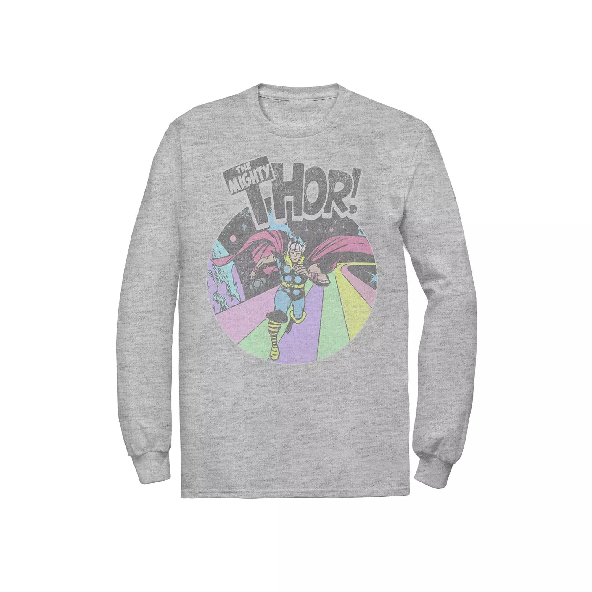 Men's Marvel Avengers The Mighty Thor Distressed Retro Portrait Tee, Size: Small, Athletic Grey Product Image