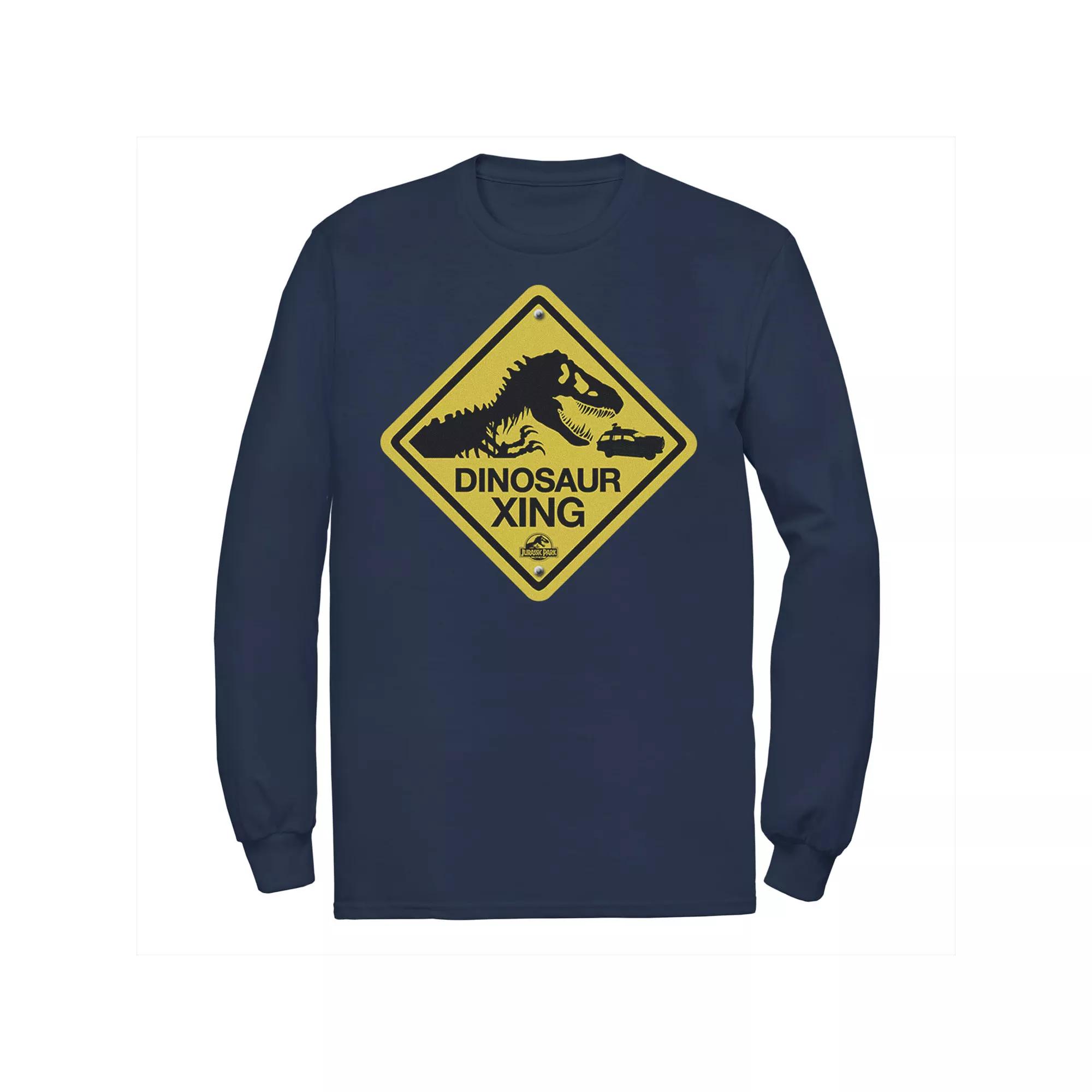 Men's Jurassic Park Dinosaur Crossing Yellow Sign Tee,  Product Image