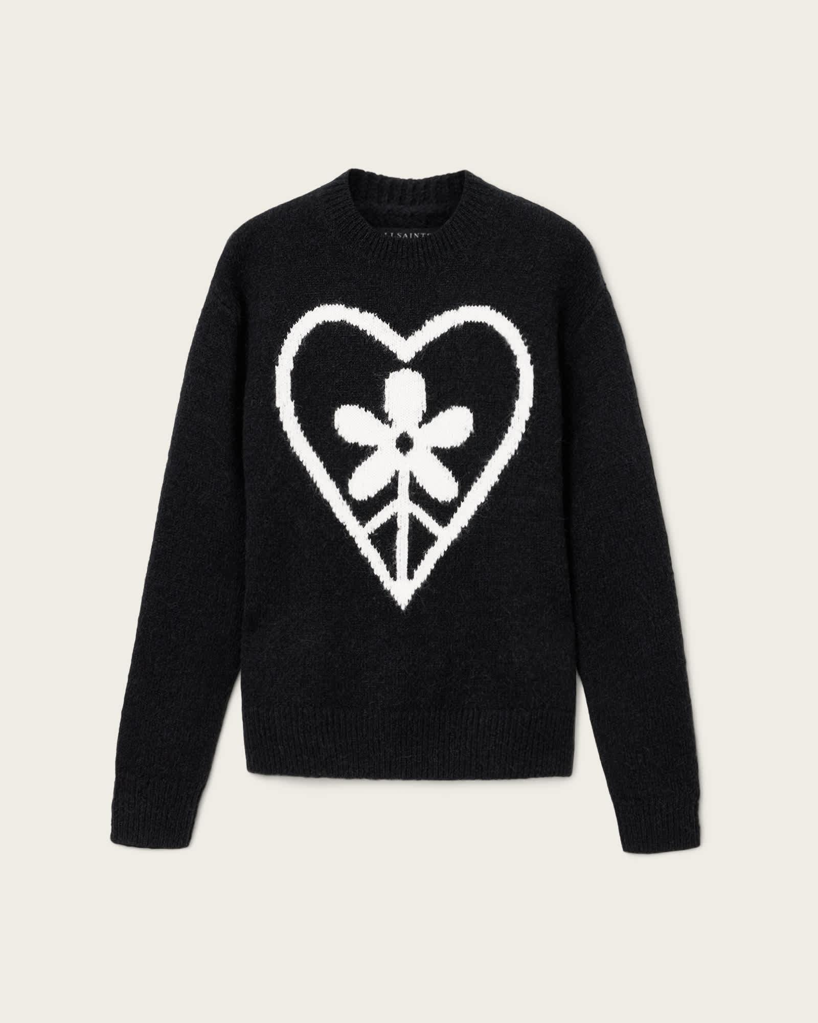 Finden Oversized Jacquard Sweater Black | ALLSAINTS US Product Image
