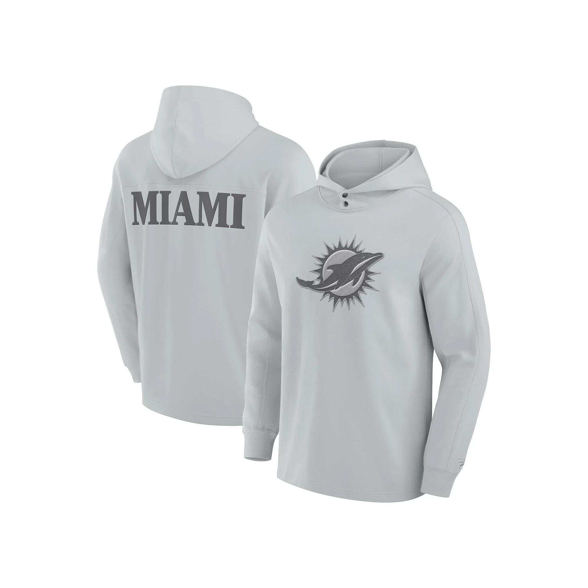 Men's Fanatics Gray Miami Dolphins Elements Blaze Tri-Blend Long Sleeve Hoodie T-Shirt, Size: 4XL, Grey Product Image