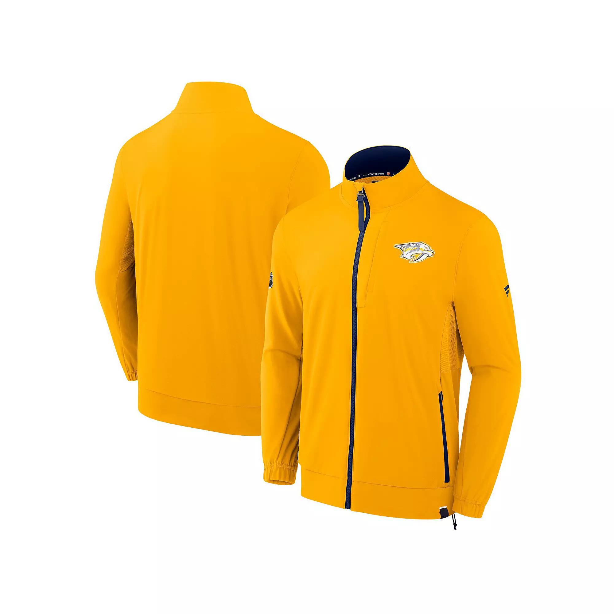 Men's Fanatics Gold Nashville Predators Authentic Pro Rink Coaches Full-Zip Jacket,  Product Image
