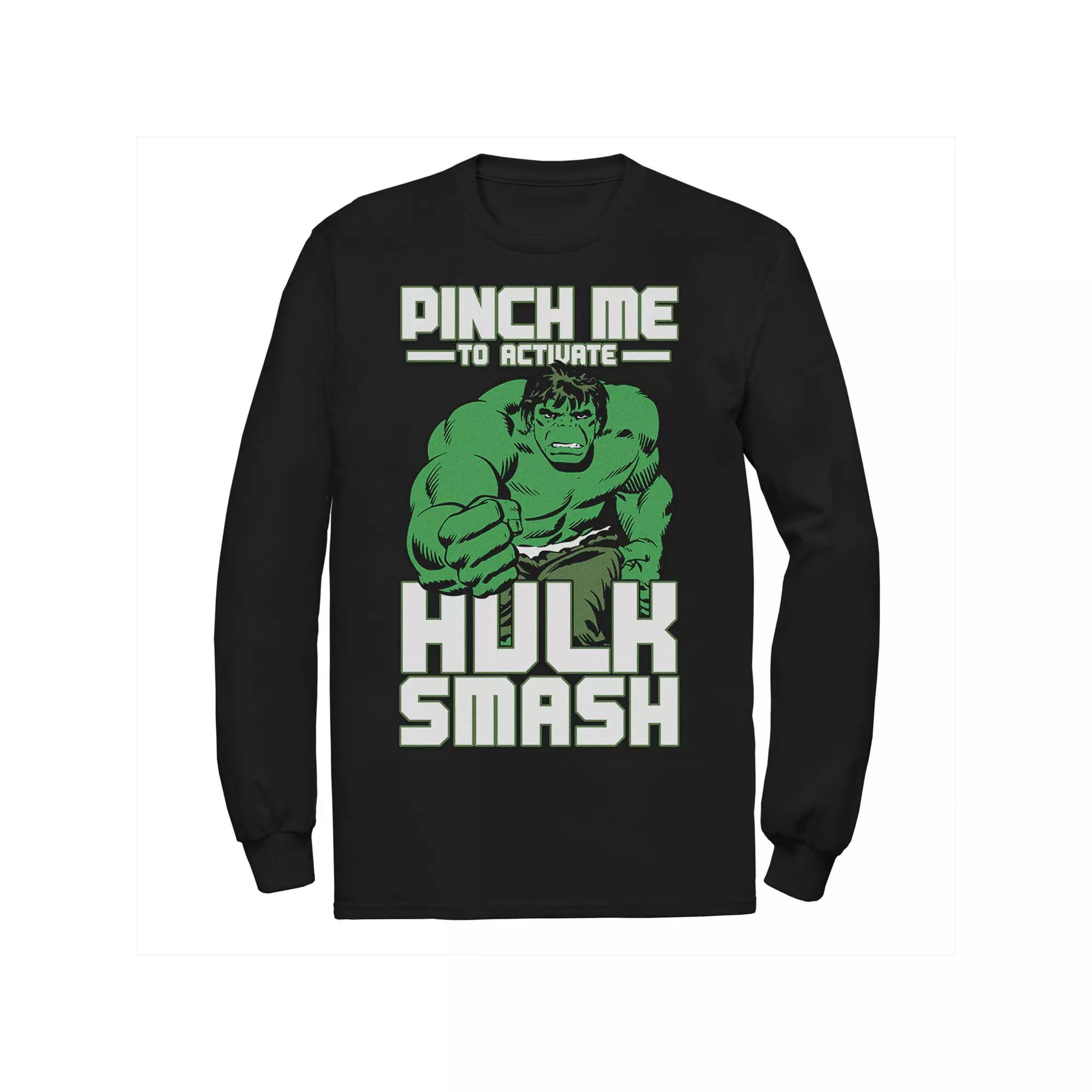 Big & Tall Marvel Hulk Pinch Me To Activate Hulk Smash Long Sleeve Tee, Men's,  Product Image