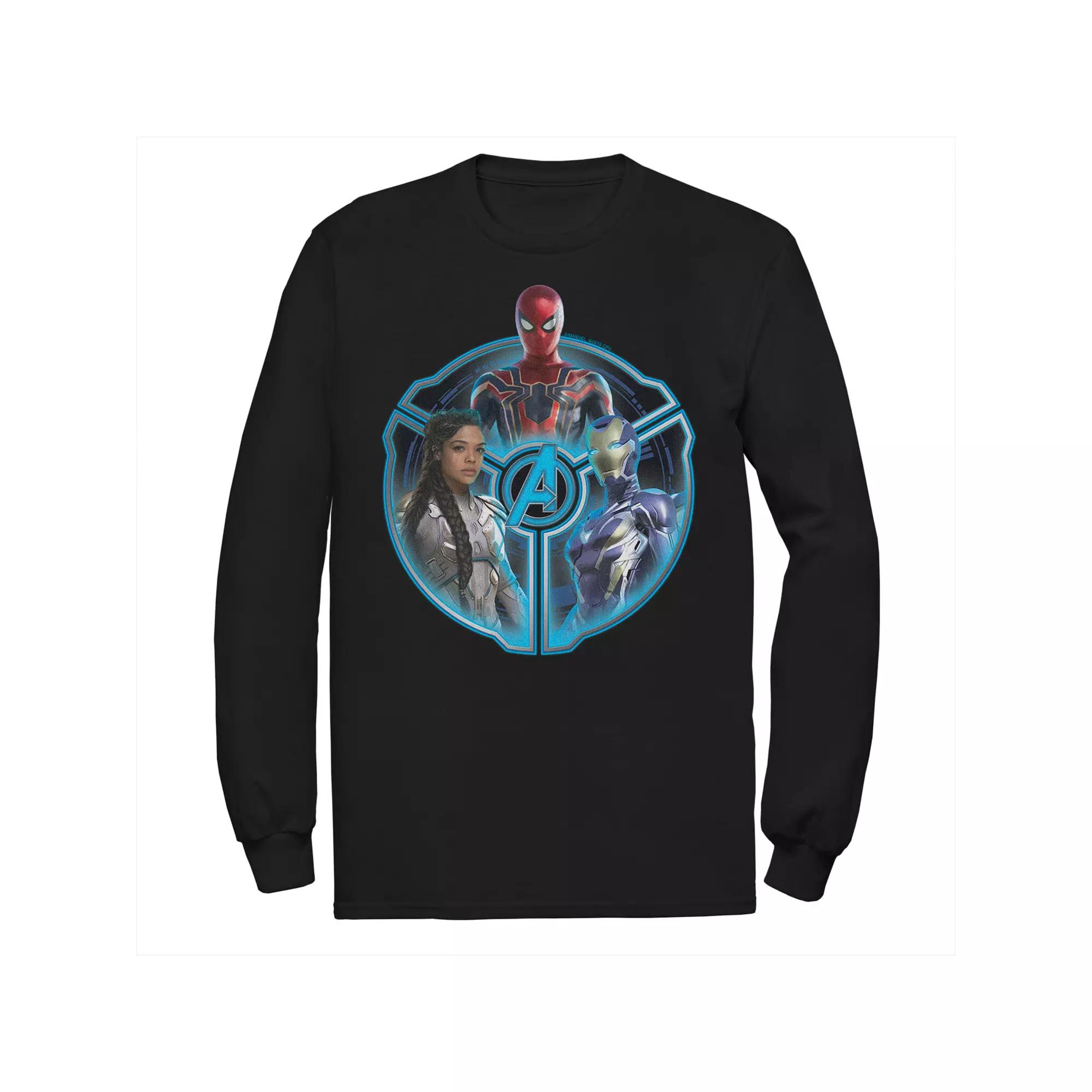 Men's Marvel Avengers Endgame Techno Group Shot Circle Portrait Long Sleeve Graphic Tee,  Product Image