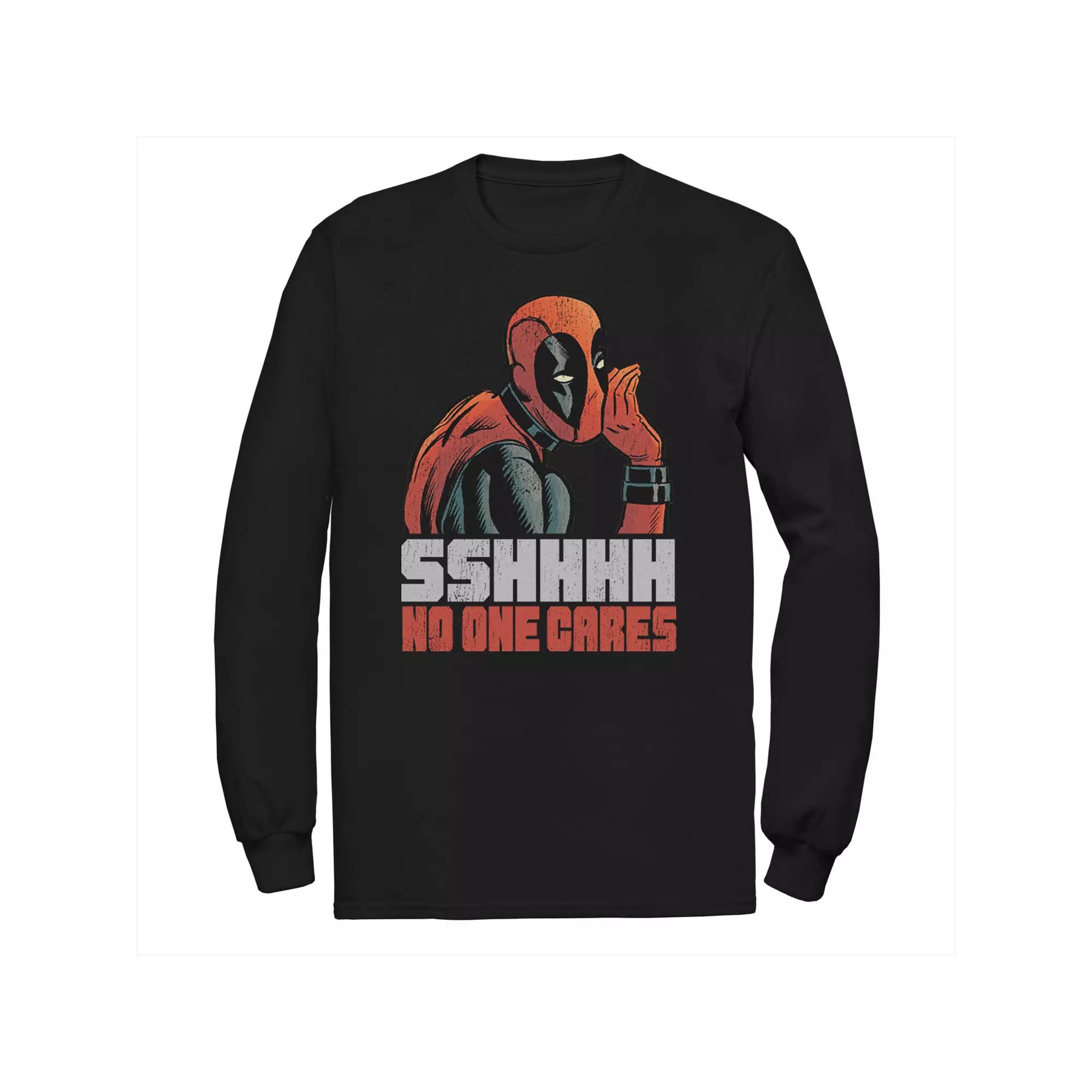 Big & Tall Deadpool Shhh, No One Cares Poster Long Sleeve Graphic Tee, Men's,  Product Image