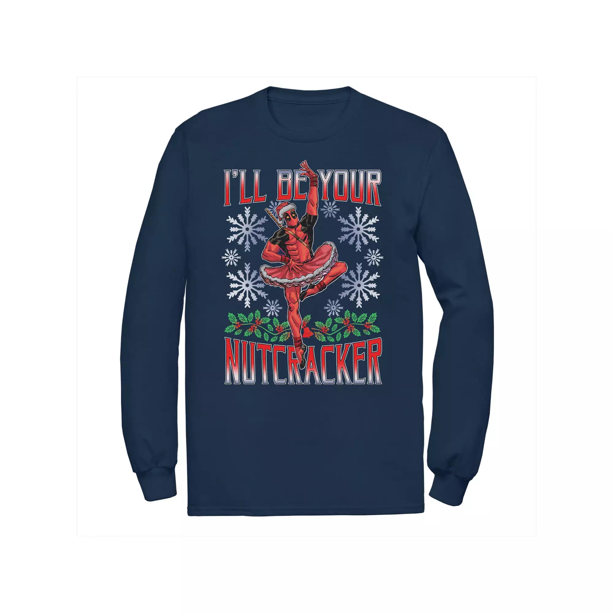 Men's Marvel Deadpool Nutcracker Santa Tee, Size: Large, Blue Product Image
