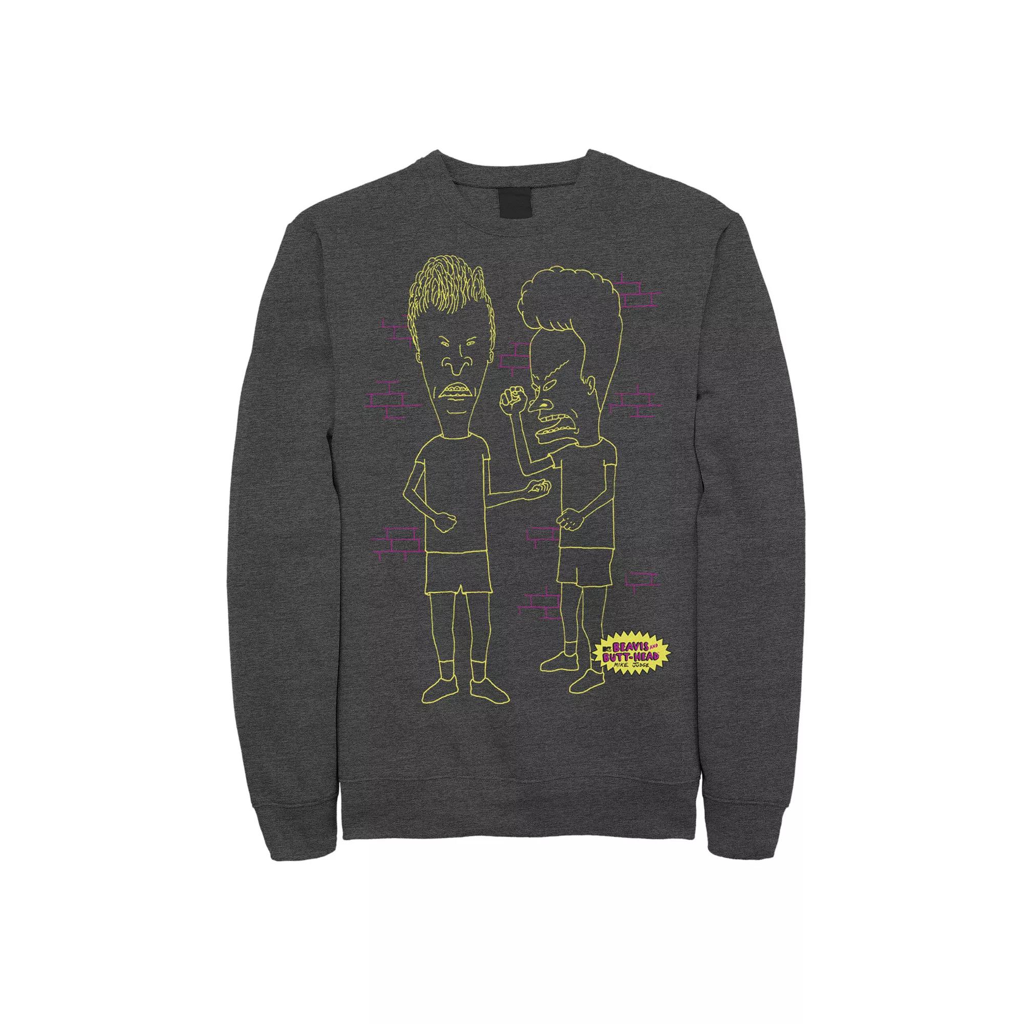 Men's Beavis & Butthead Neon Outline Sweatshirt,  Product Image