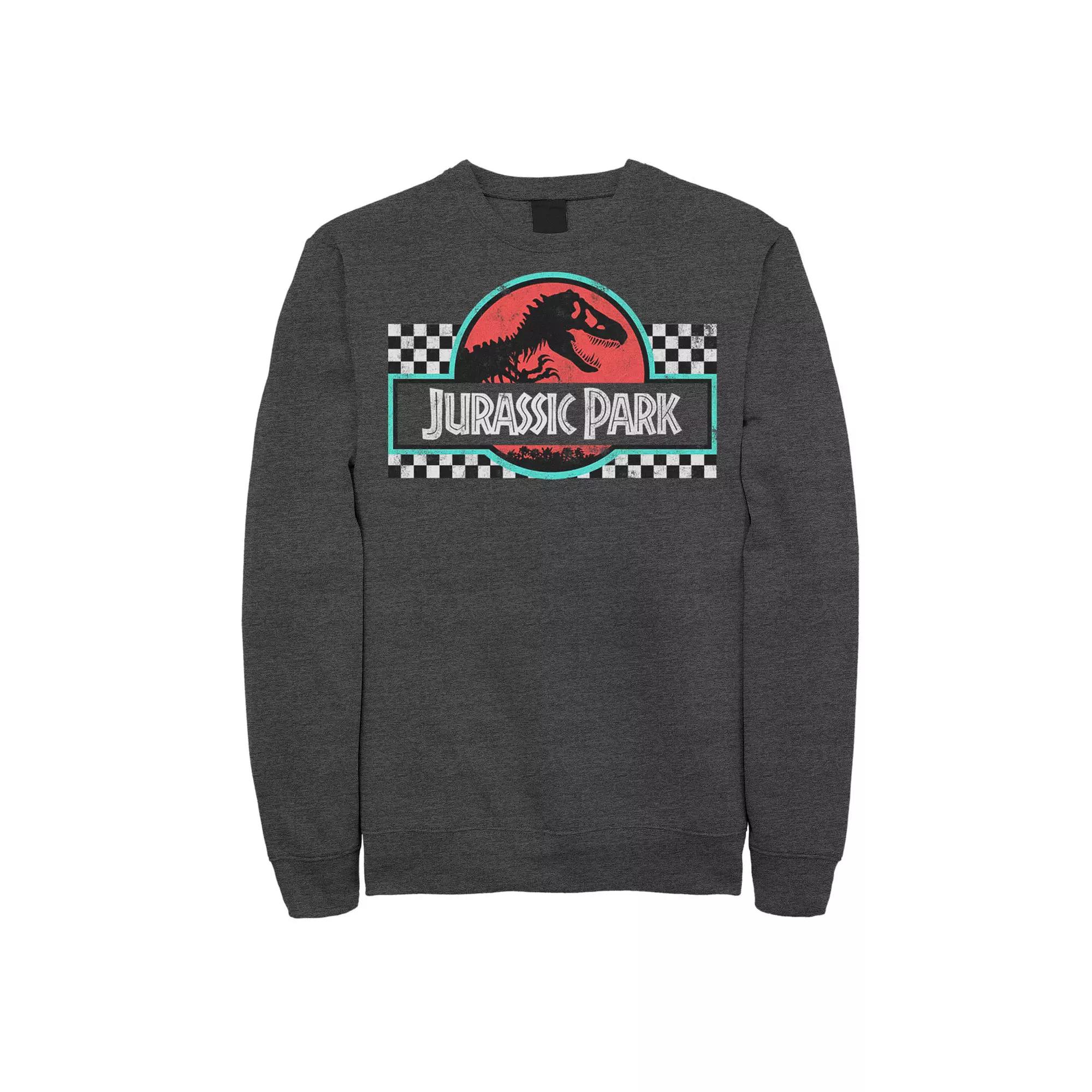 Men's Jurassic Park Retro Colors Checkered Logo Sweatshirt,  Product Image