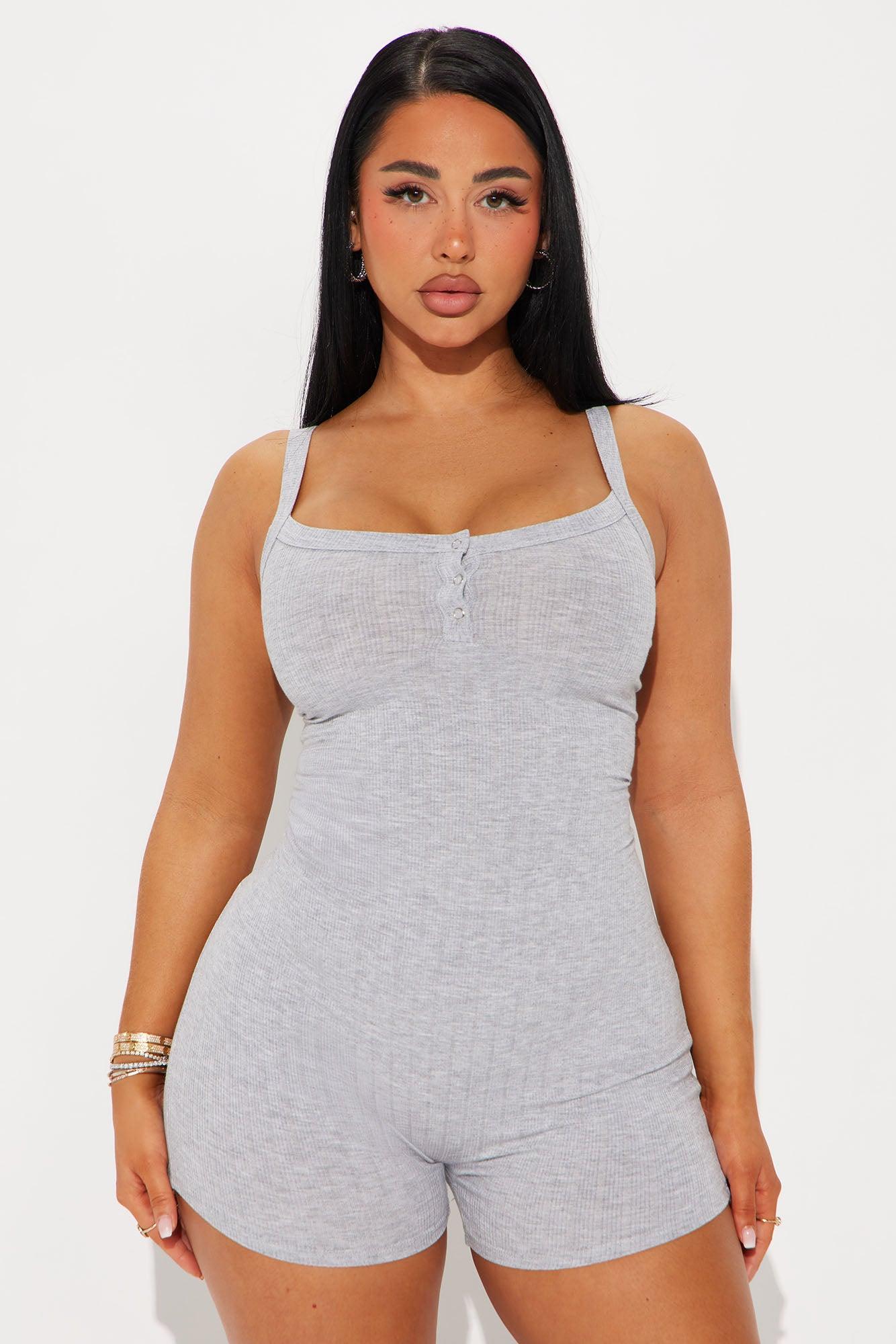 Selita Everyday Ribbed Romper - Heather Grey Product Image
