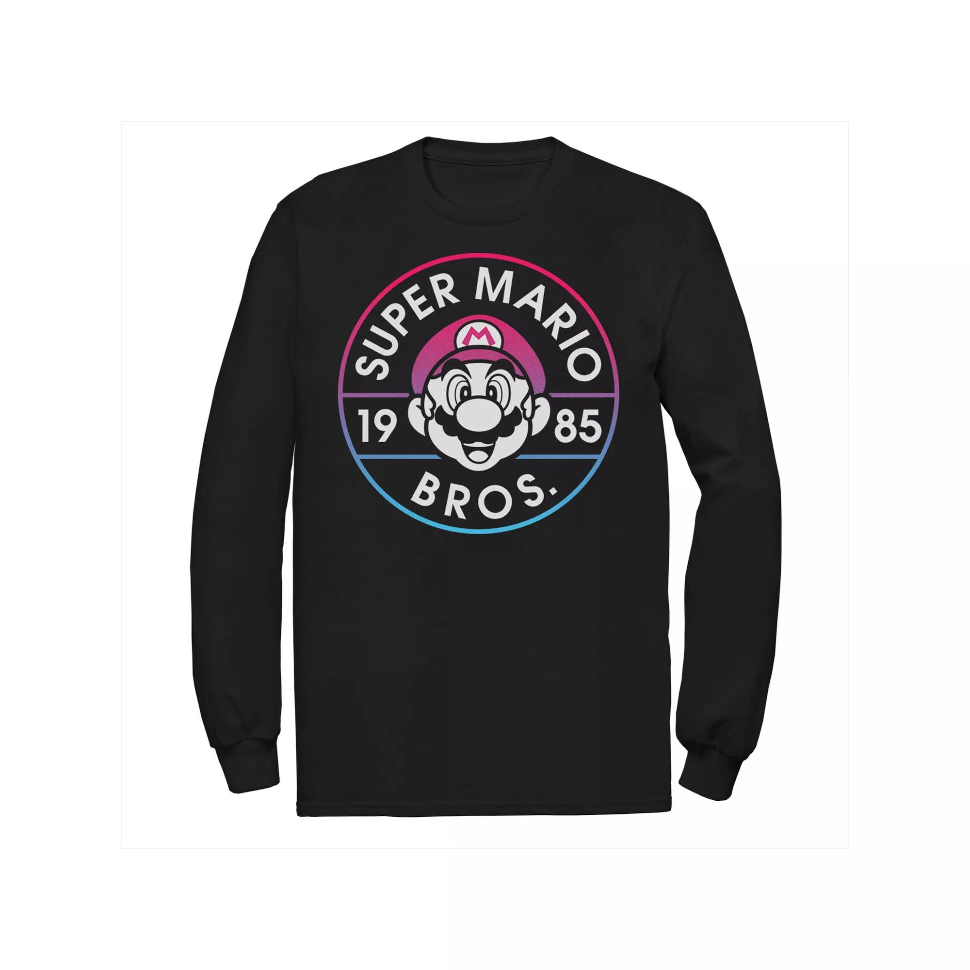 Men's Super Mario Bros. 1985 Gradient Stamp Long Sleeve Tee,  Product Image
