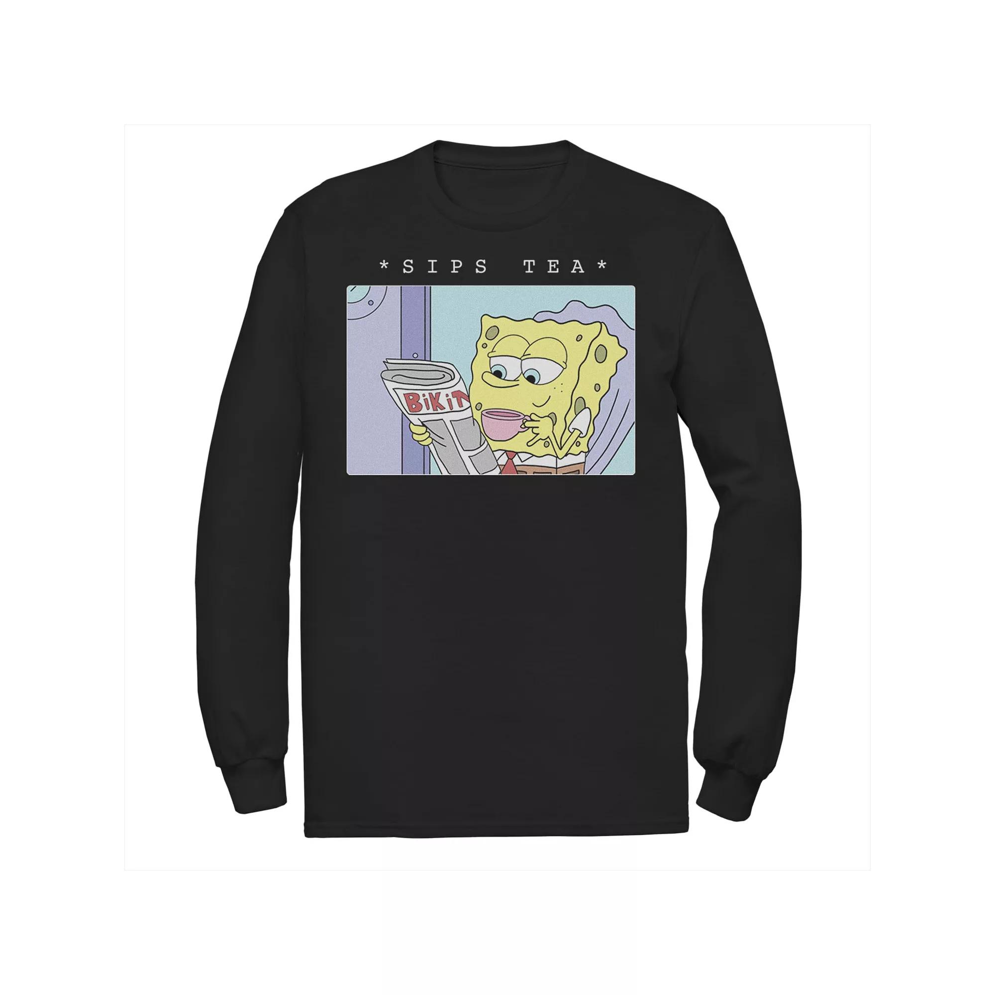 Men's SpongeBob SquarePants Sips Tea Meme Tee,  Product Image