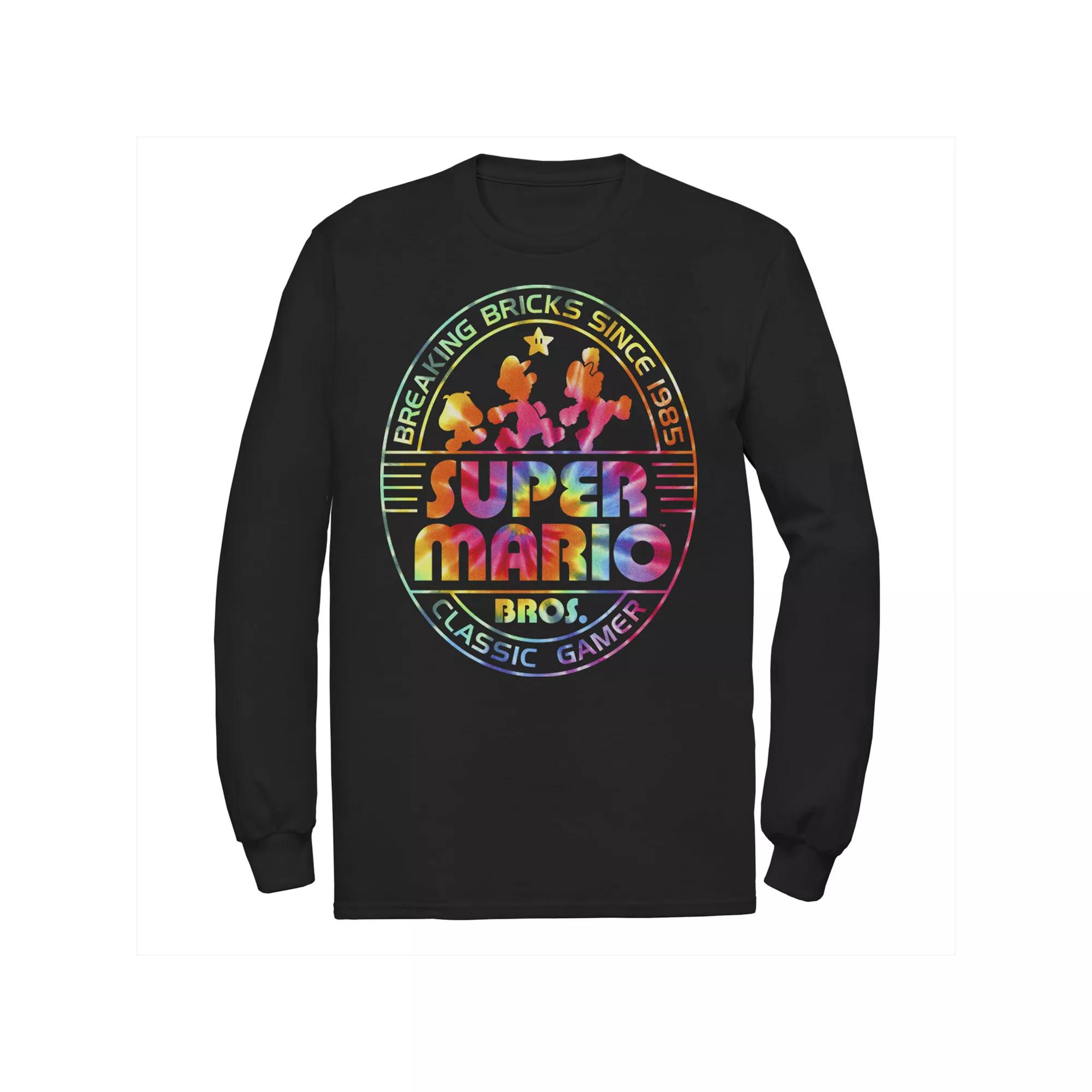 Men's Nintendo Super Mario Brick Break 85 Tie Dye Logo Tee, Size: Large, Black Product Image
