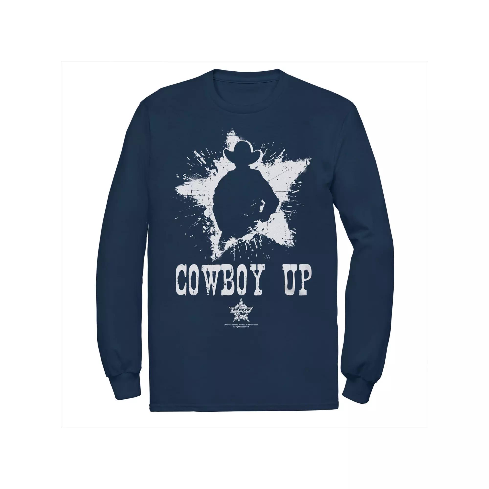 Men's PBR Cowboy Up Star Silhouette Long Sleeve Tee,  Product Image