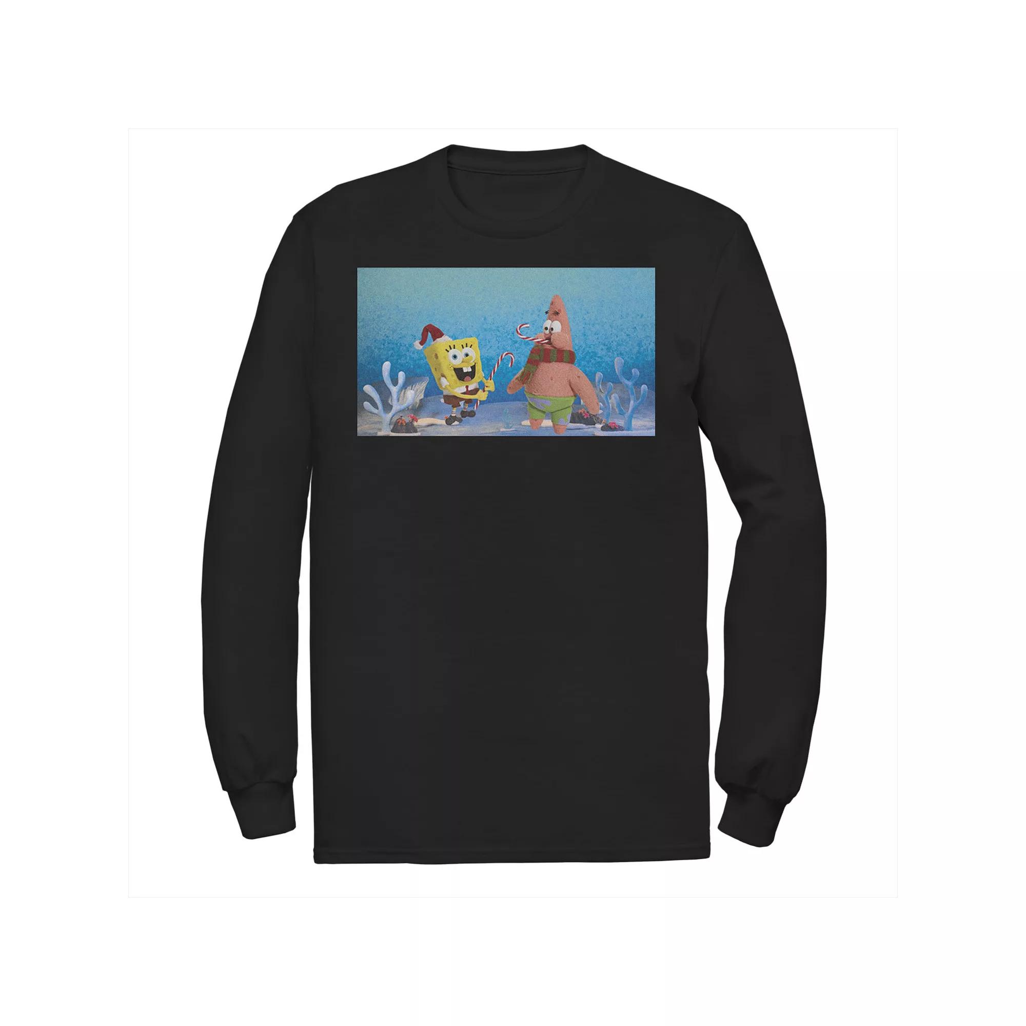 Men's Nickelodeon Spongebob Squarepants Patrick Star Christmas Buddies Long Sleeve Graphic Tee,  Product Image