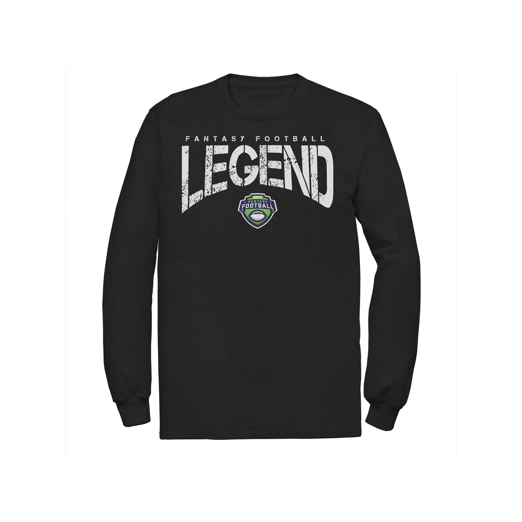 Men's ESPN Fantasy Football Legend Text Long Sleeve Tee, Size: XXL, Black Product Image