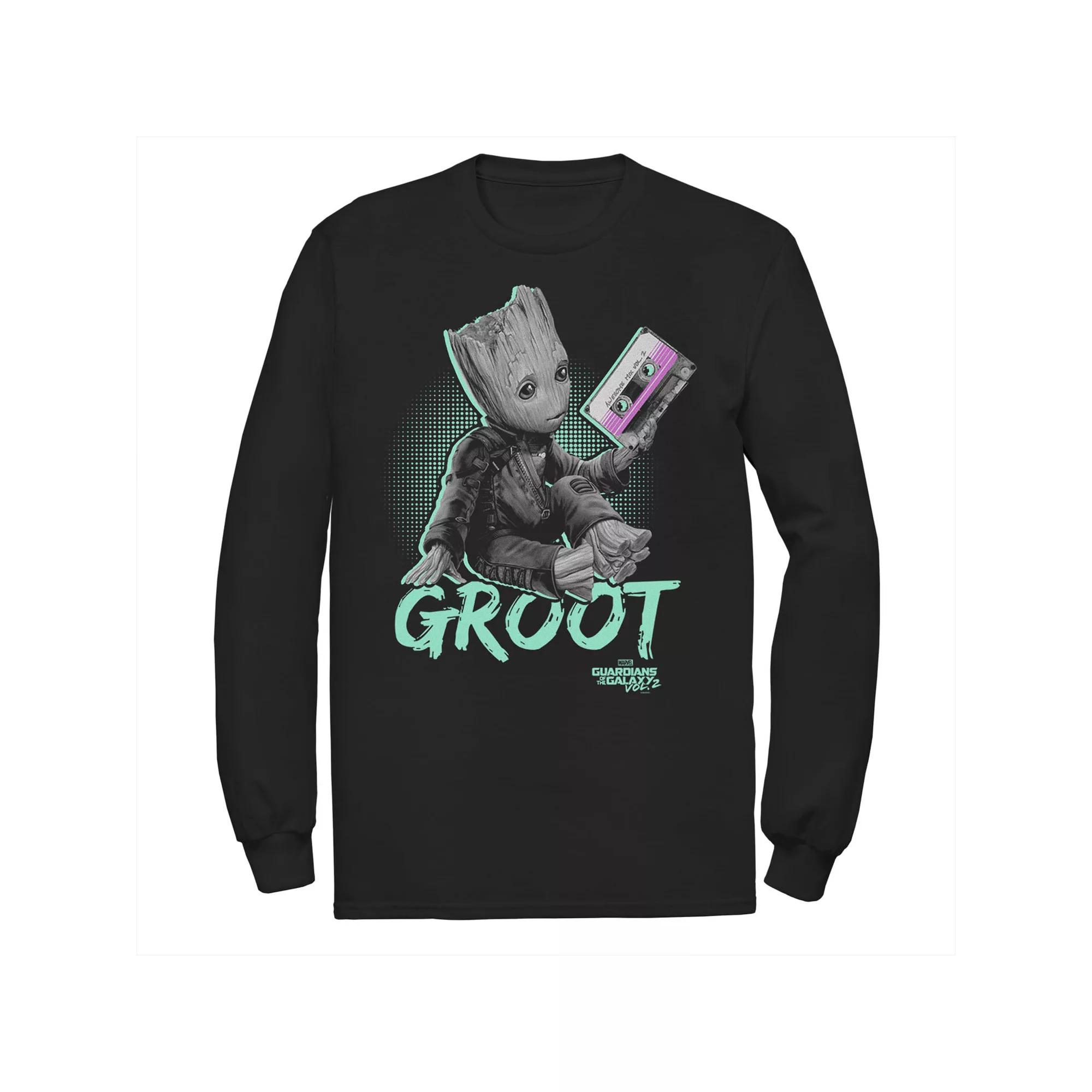Men's Marvel Guardians Vol. 2 Baby Groot Neon Tape Tee, Size: Medium, Black Product Image