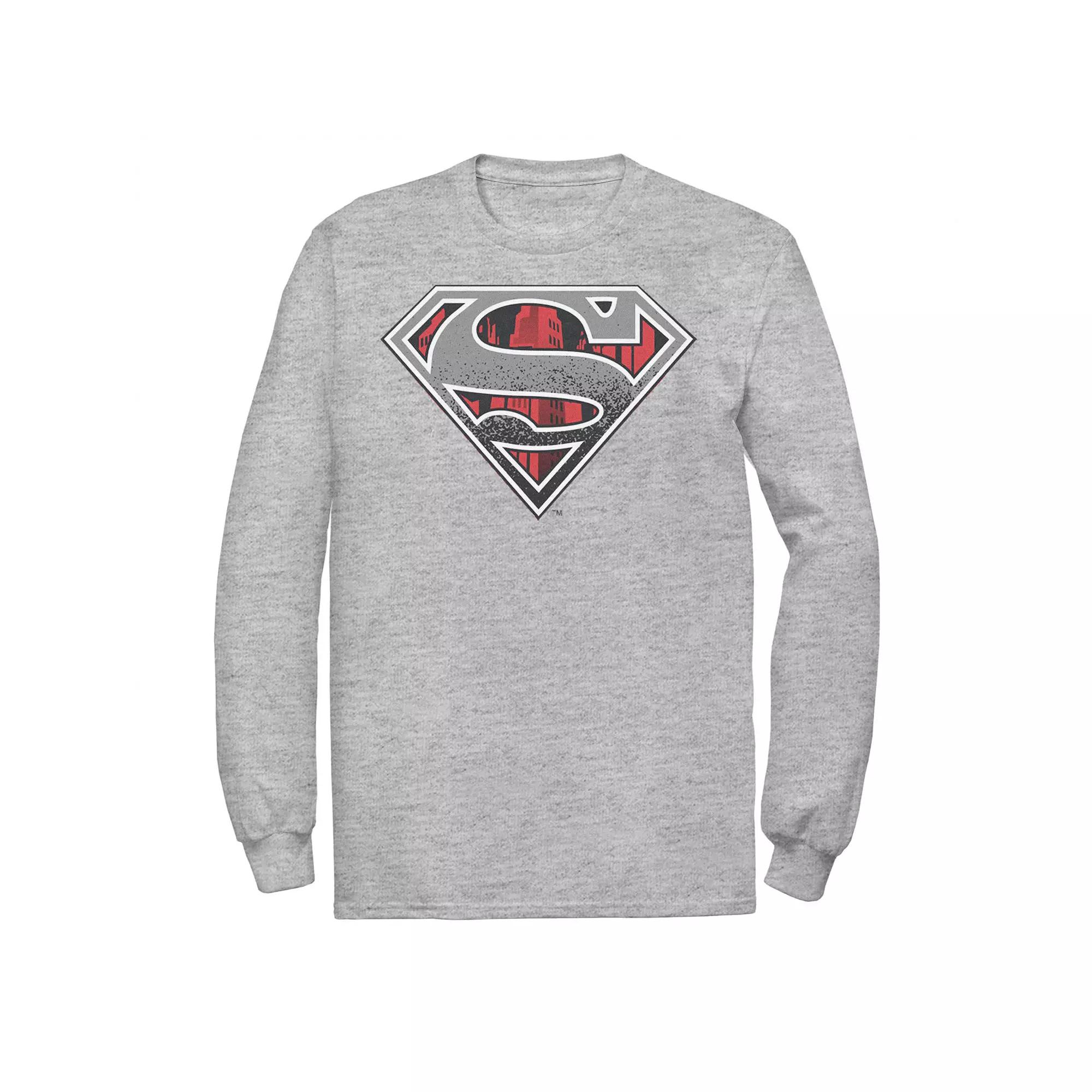 Mens DC Comics Superman Skyline Chest Logo Tee Athletic Grey Product Image
