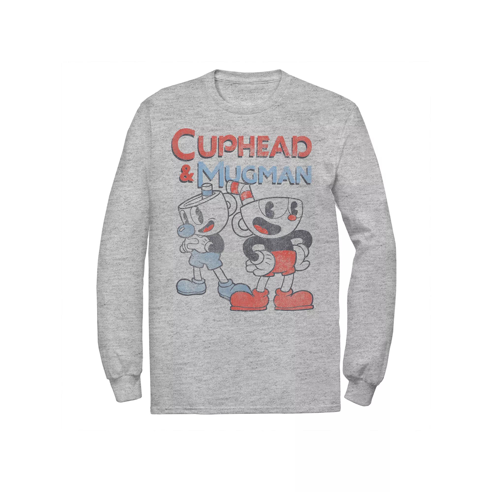 Men's Cuphead And Mugman Dynamic Duo Vintage Long Sleeve Graphic Tee,  Product Image