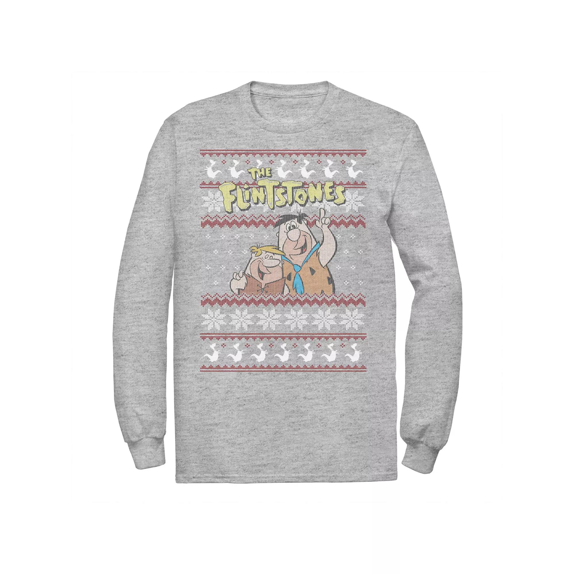 Men's The Flintstones Best Friends Holiday Party Tee, Size: Large, Athletic Grey Product Image