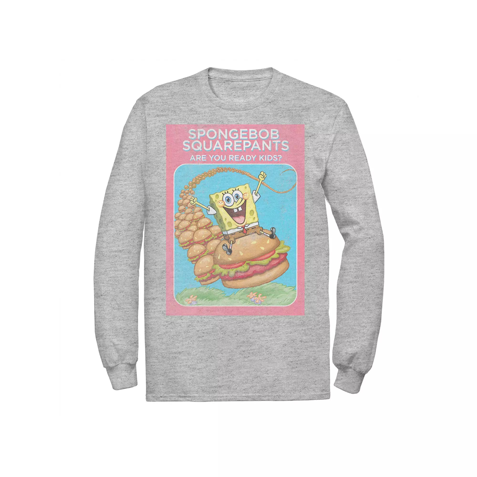 Men's SpongeBob SquarePants Are You Ready Kids Vintage Poster Tee, Size: Medium, Athletic Grey Product Image