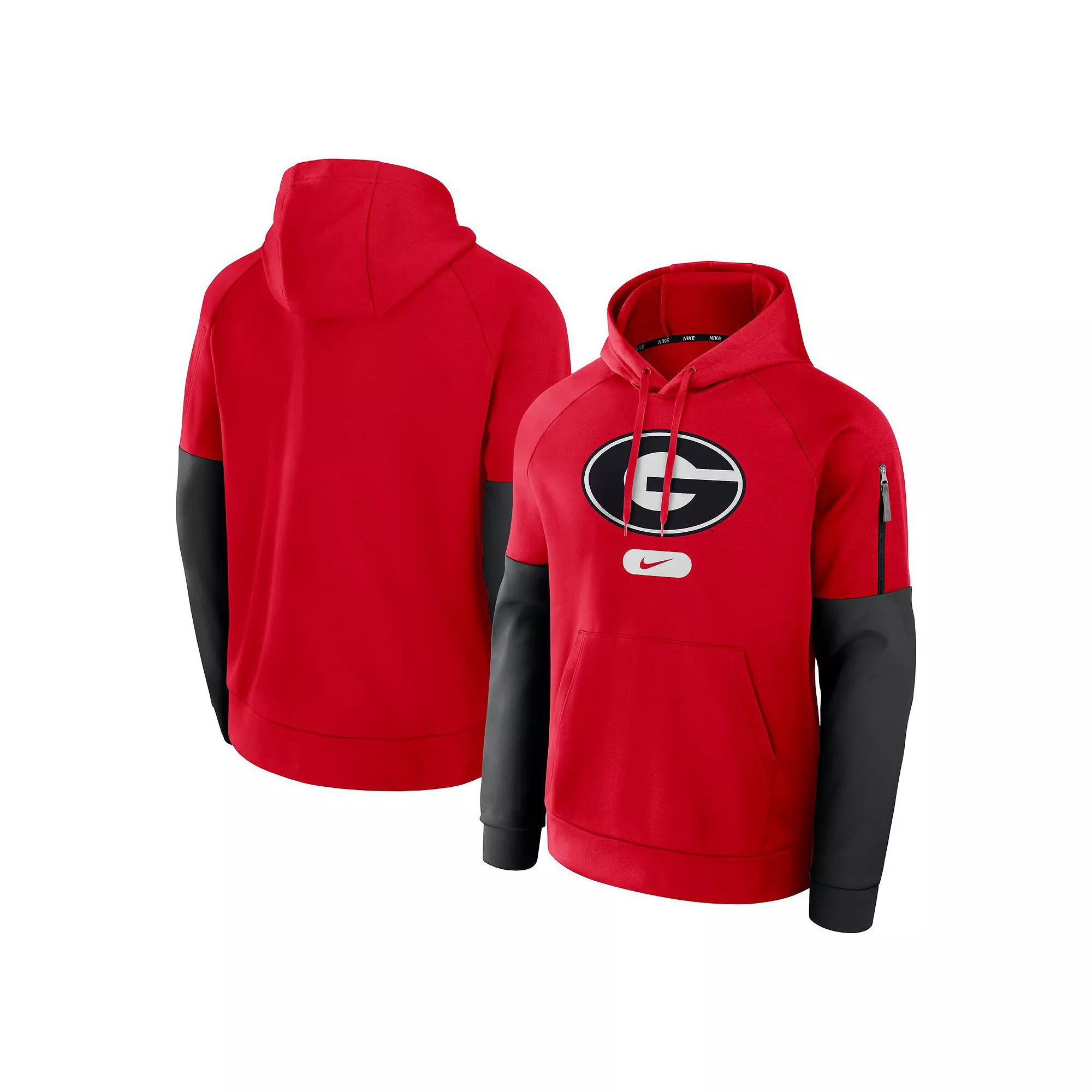 Men's Nike Red Georgia Bulldogs Fitness Raglan Performance Pullover Hoodie,  Product Image