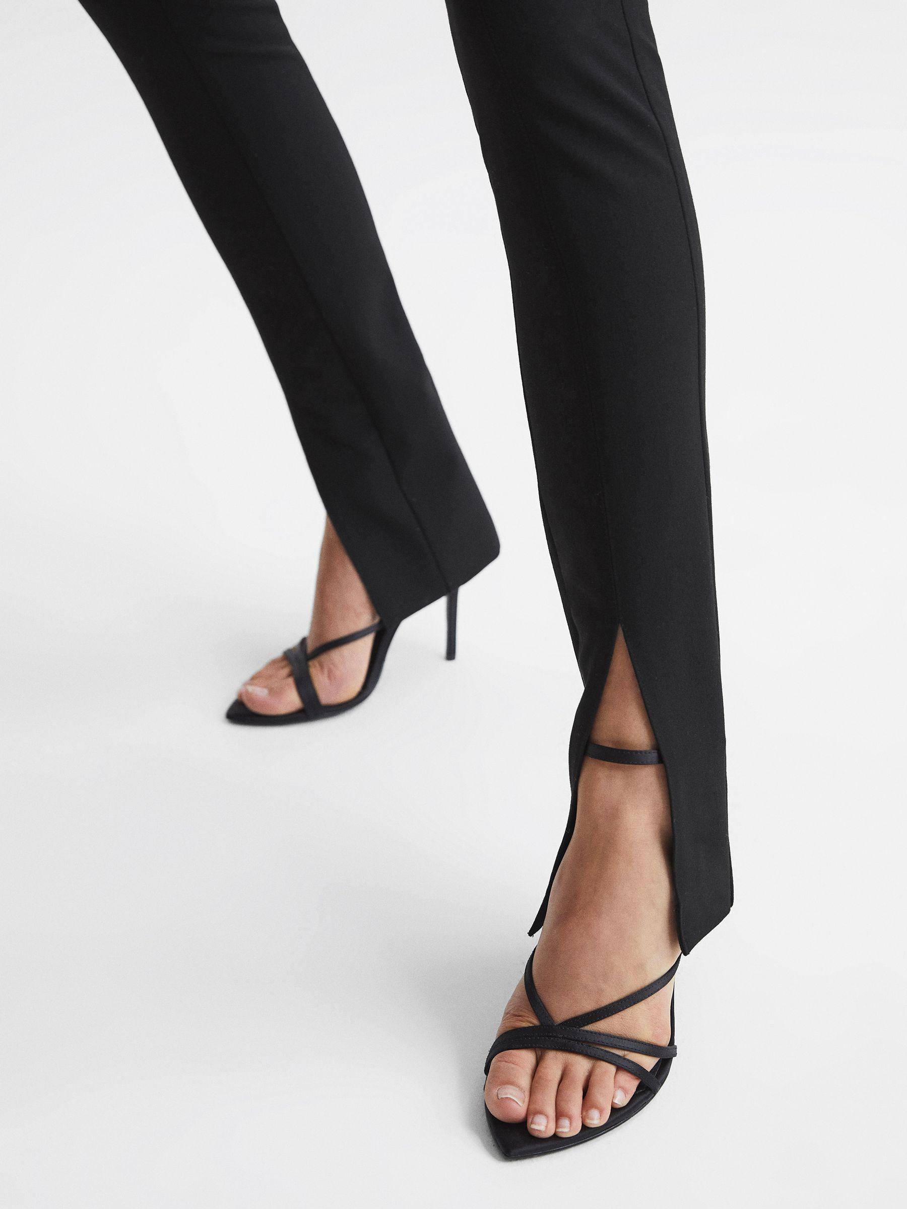 Skinny Fit Split Front Trousers in Black Product Image