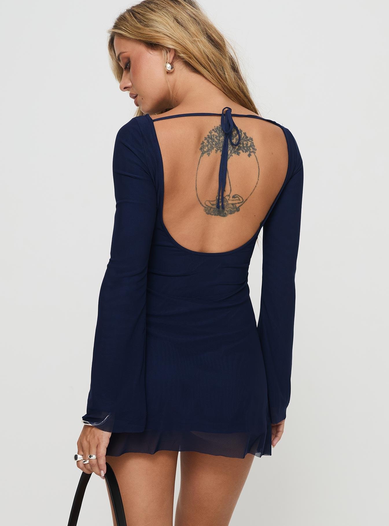 Lukea Long Sleeve Mini Dress Navy Product Image