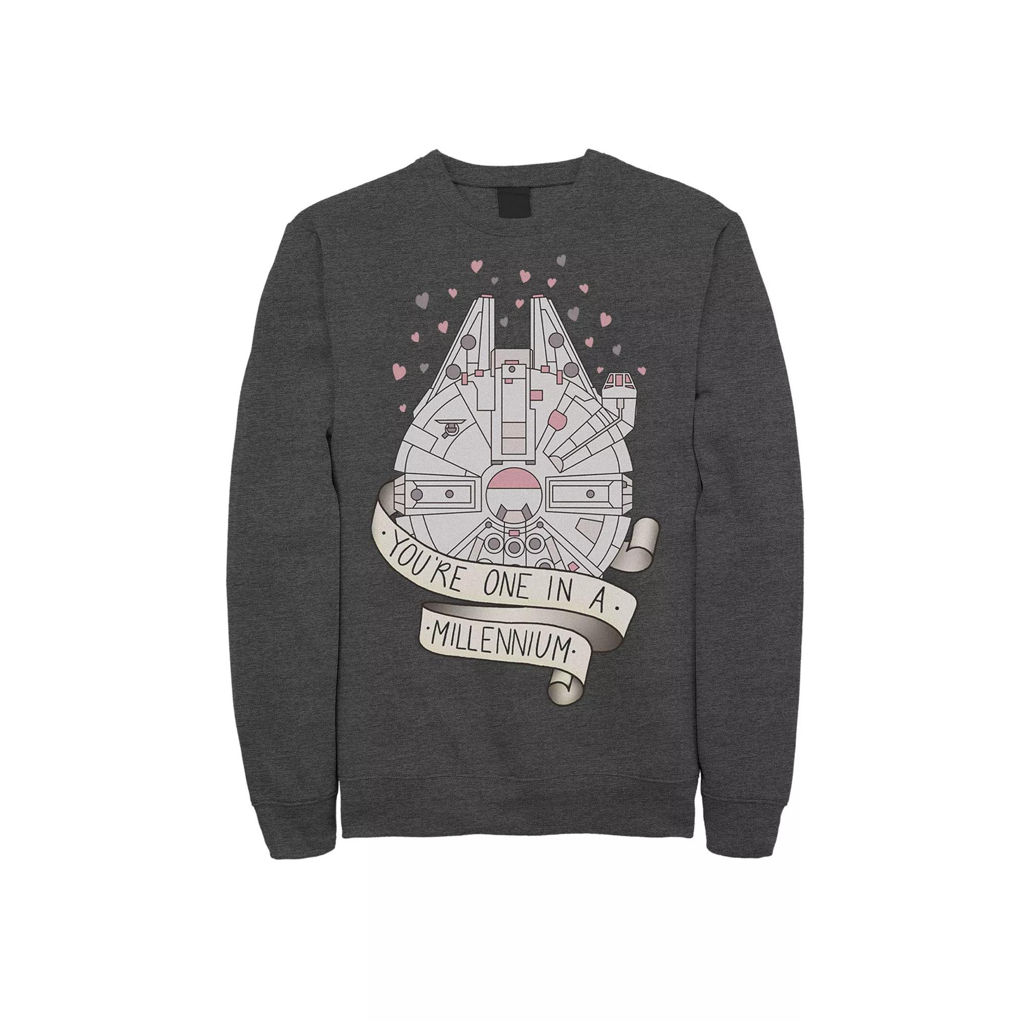 Mens Star Wars Millennium Falcon Youre One In A Millennium Sweatshirt Grey Heather Product Image
