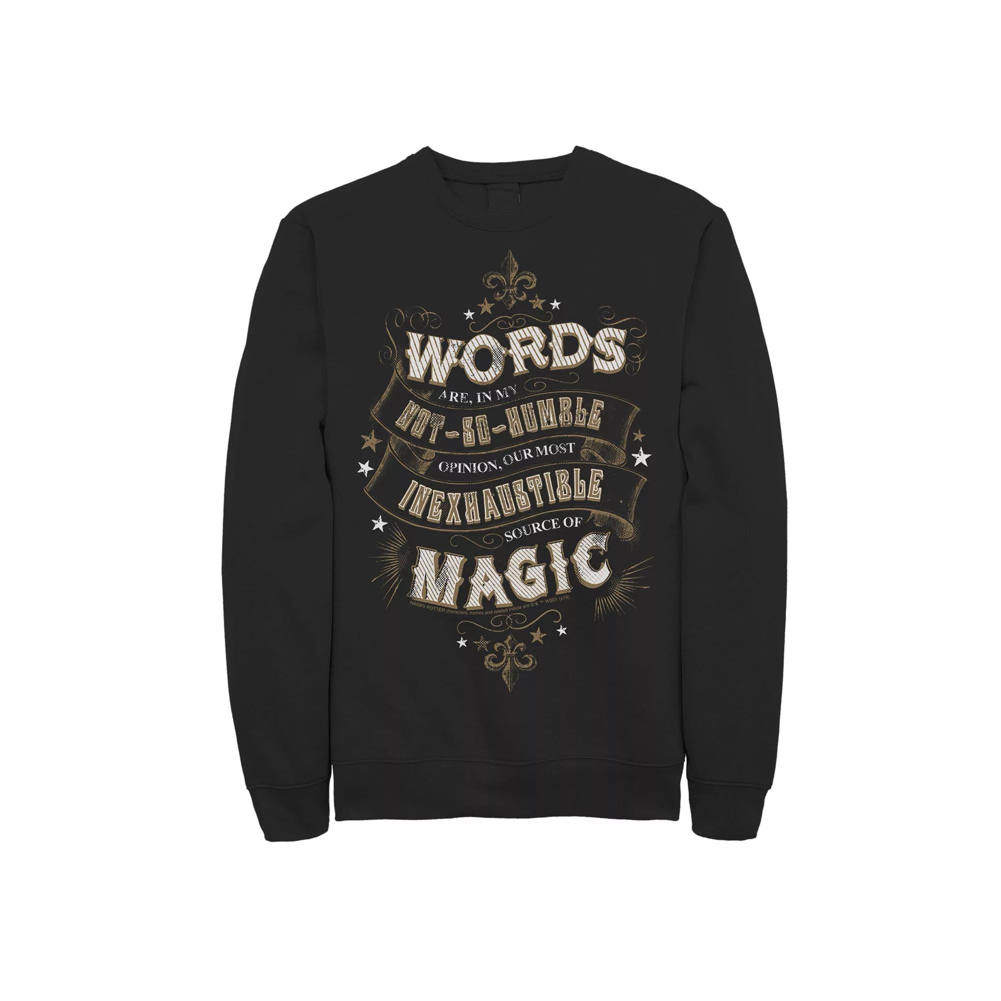 Mens Harry Potter Words are Magic Fleece Pullover Grey Heather Product Image
