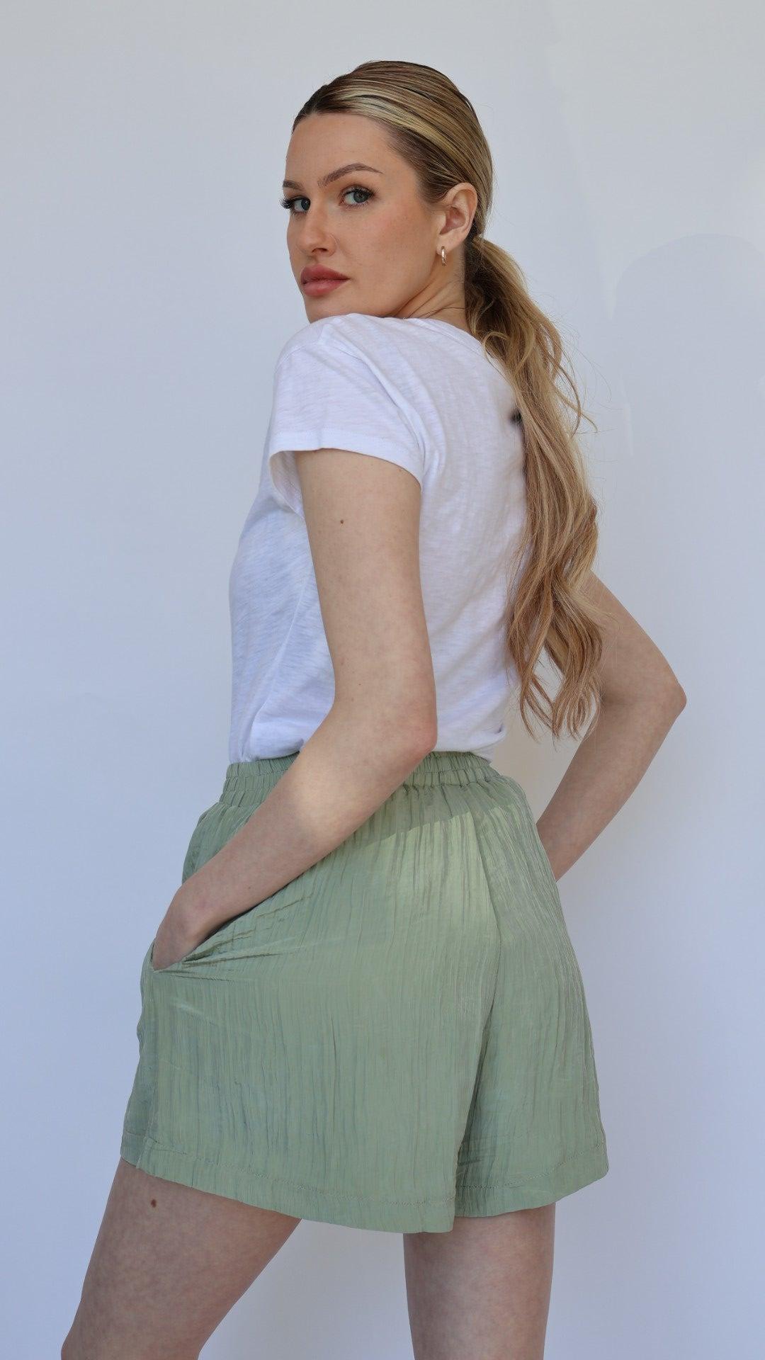 Cassie Solid Textured Drawstring Short Product Image