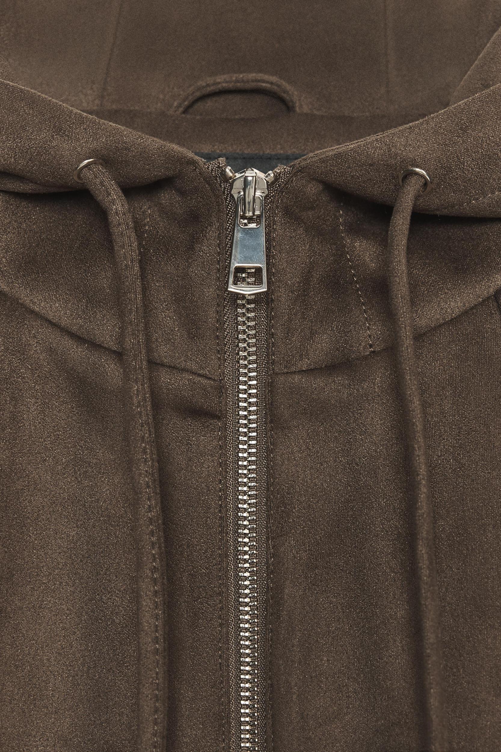 FAUX SUEDE HOODED BOMBER JACKET Product Image