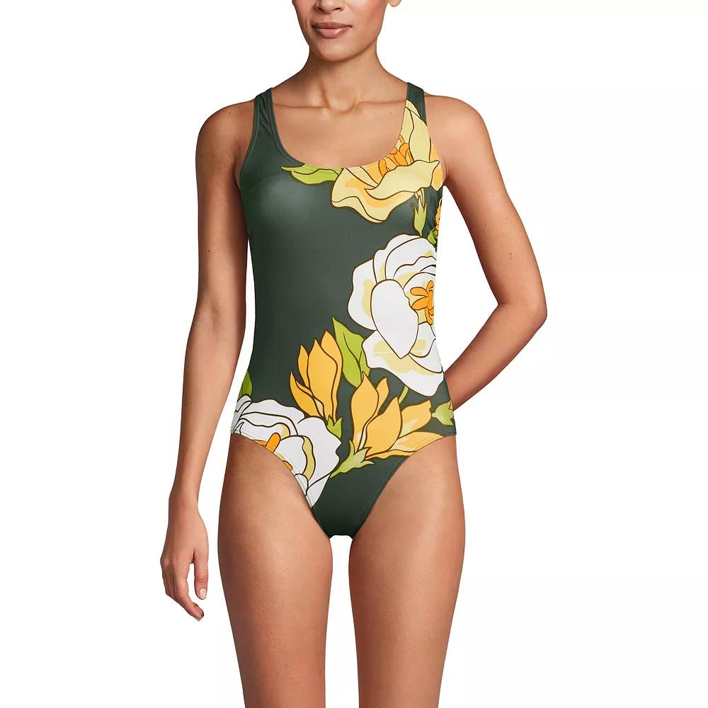 Women's Lands' End Chlorine Resistant Scoop Neck Sporty One-Piece Swimsuit,  Product Image