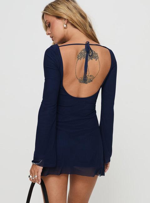 Lukea Long Sleeve Mini Dress Navy Product Image