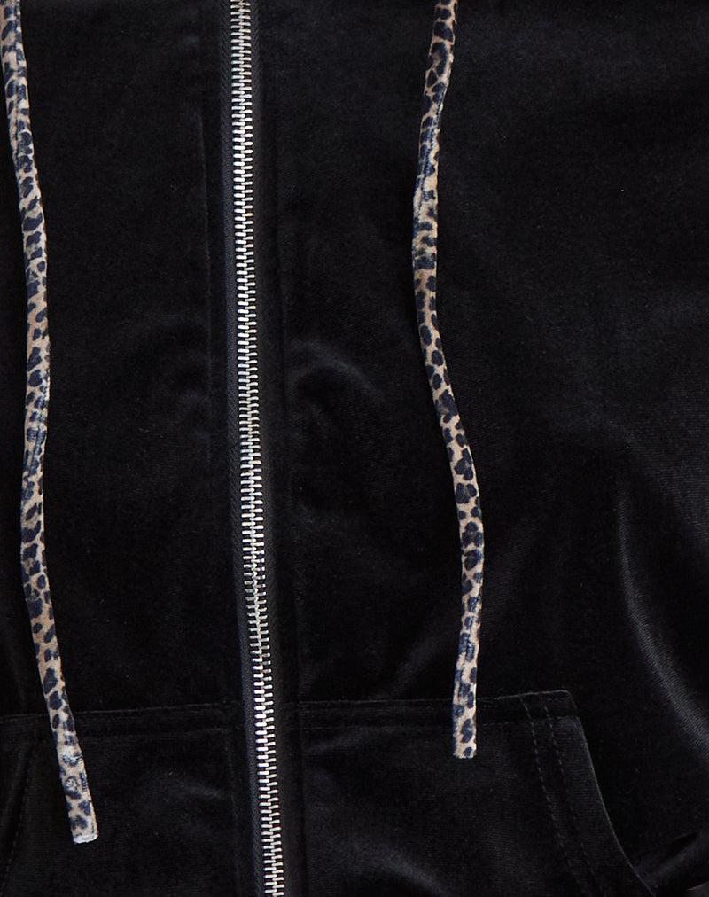 Jona Hoodie in Black with Rar Leopard Pipping Female Product Image