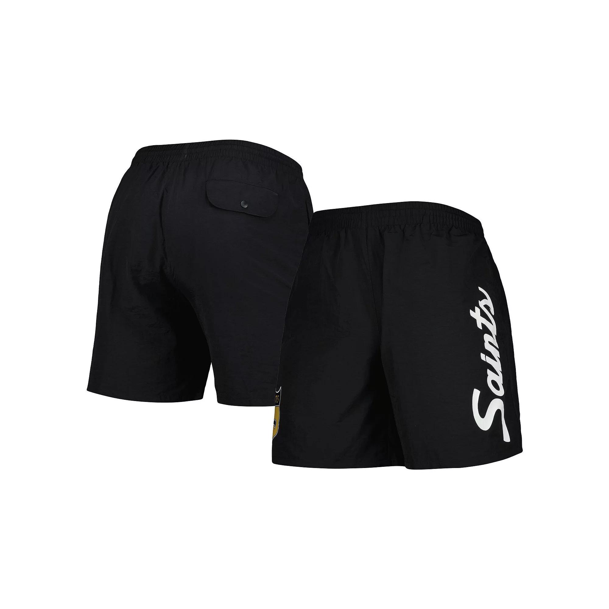 Men's Mitchell & Ness Black New Orleans Saints Team Essentials Nylon Shorts, Size: Large Product Image