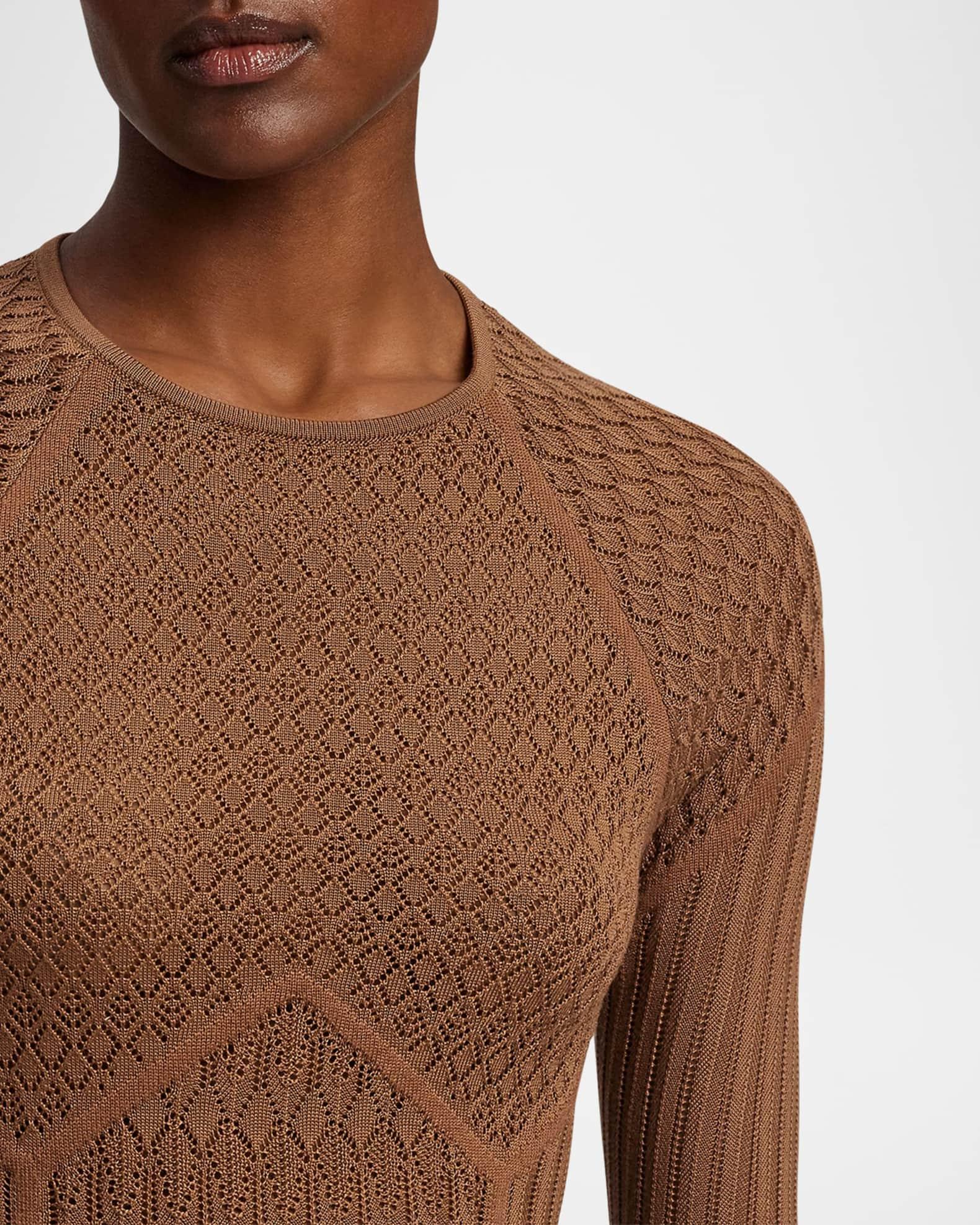 Lace Knit Raglan Crewneck Sweater Product Image