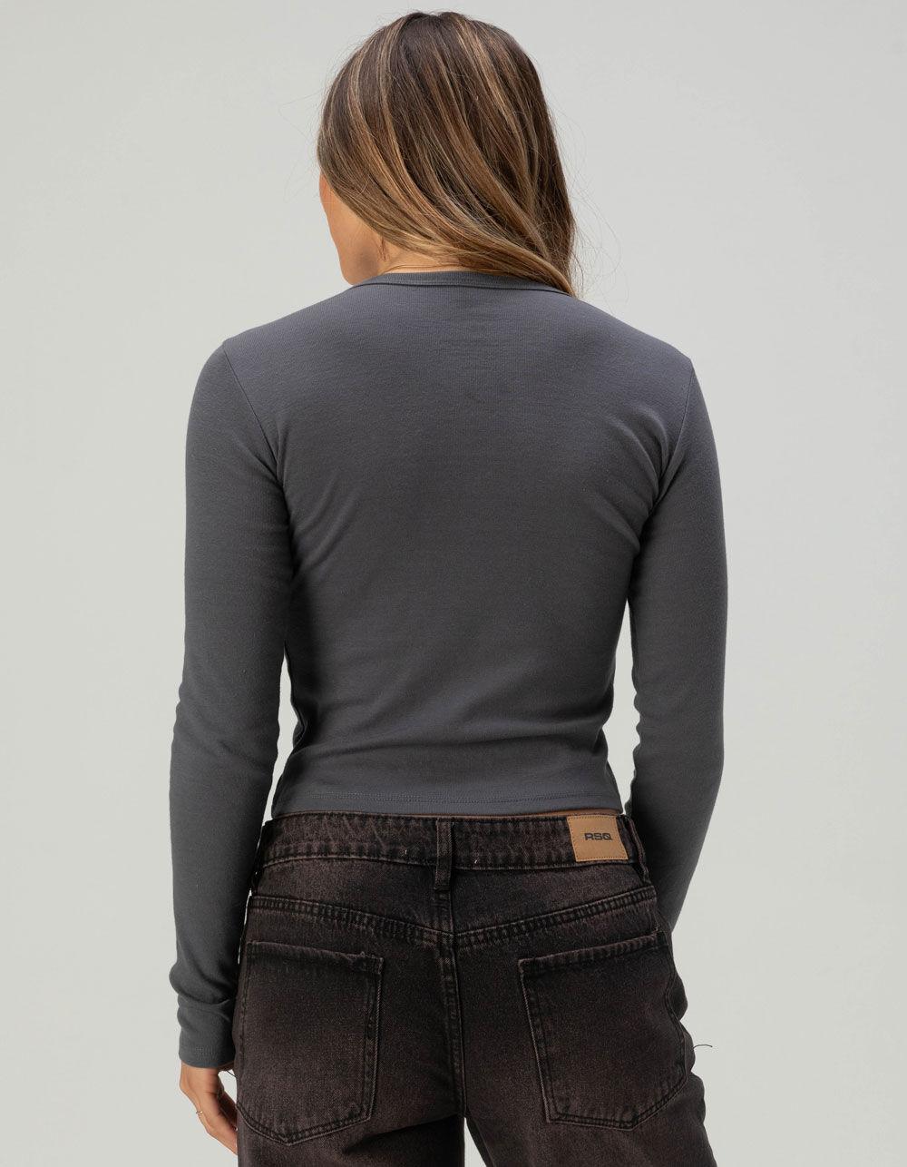 RSQ Womens Not So Demure Baby Tee - GRAY Product Image