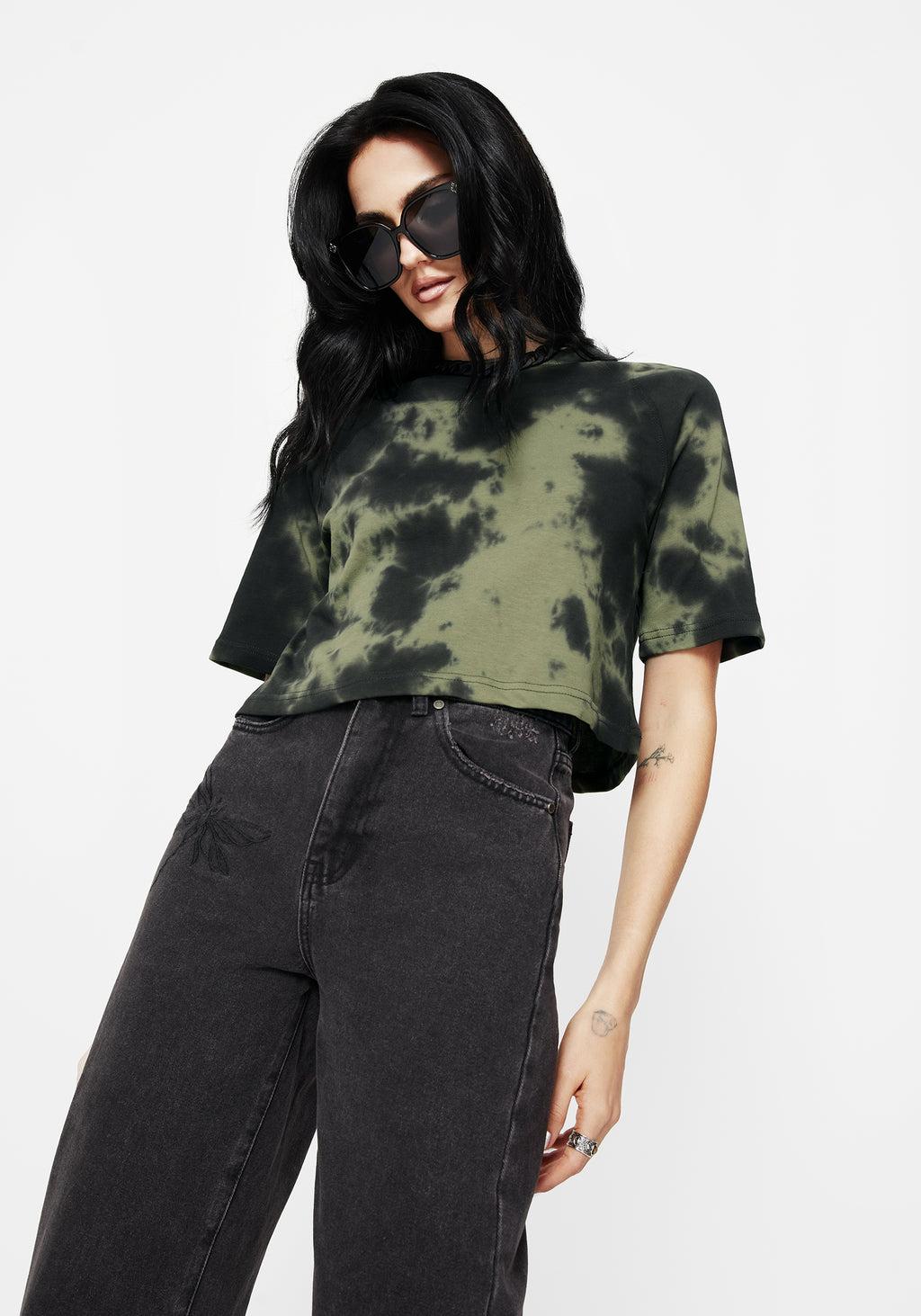 Sorrel Tie Dye Raglan Sleeve Crop Top Product Image