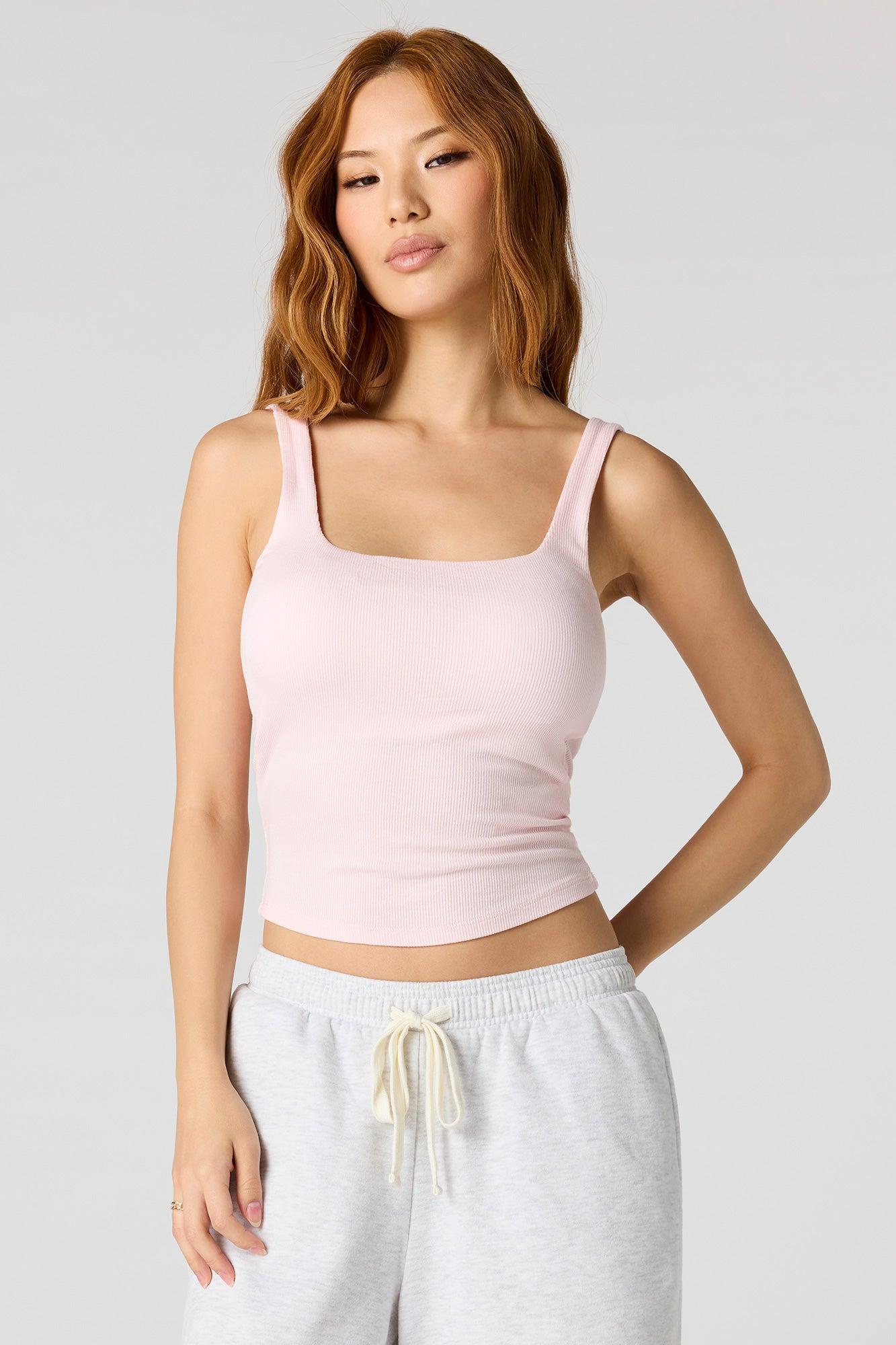 Braless Ribbed Square Neck Tank Female Product Image