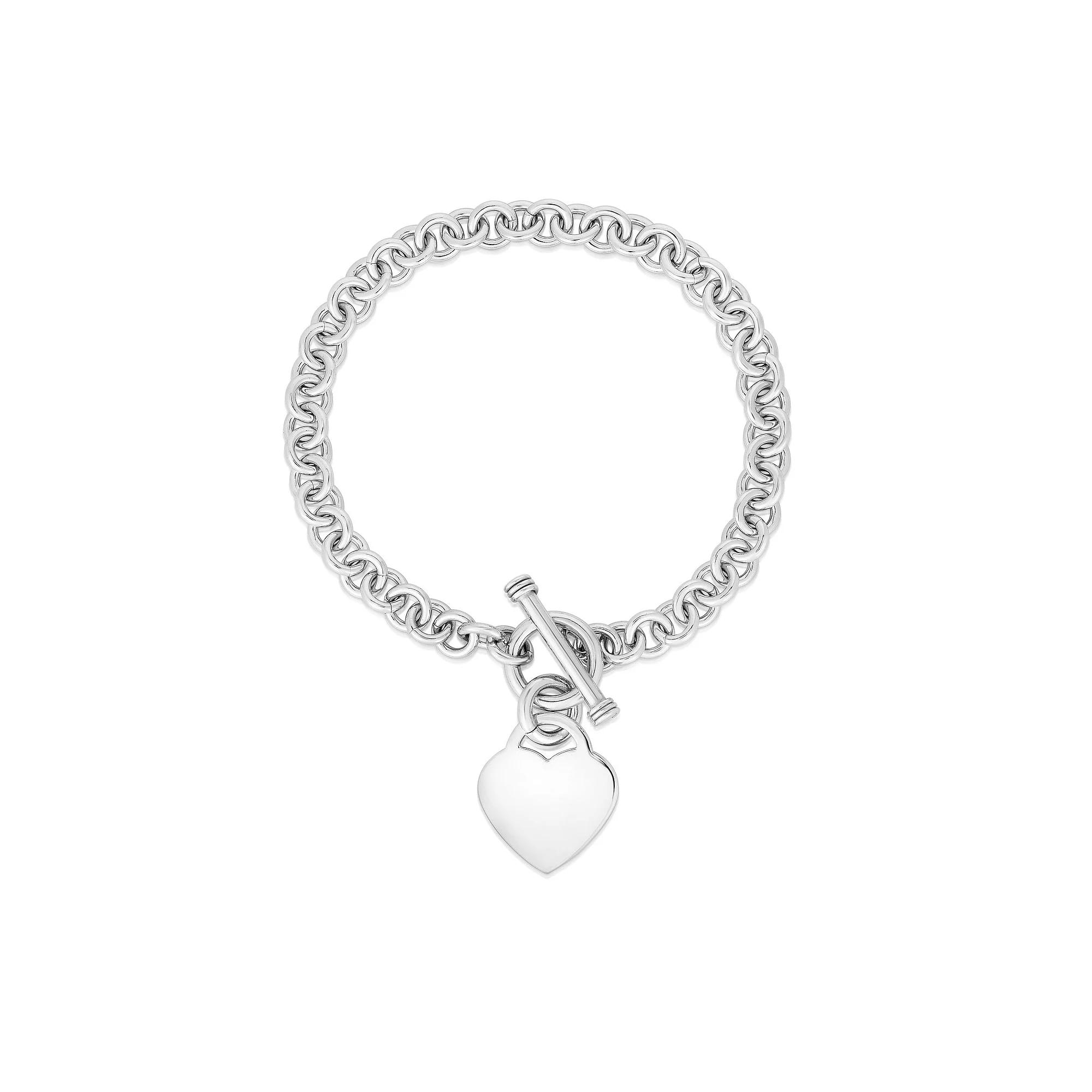 Sterling Silver Heart Toggle Bracelet, Women's, Size: 7.25" Product Image