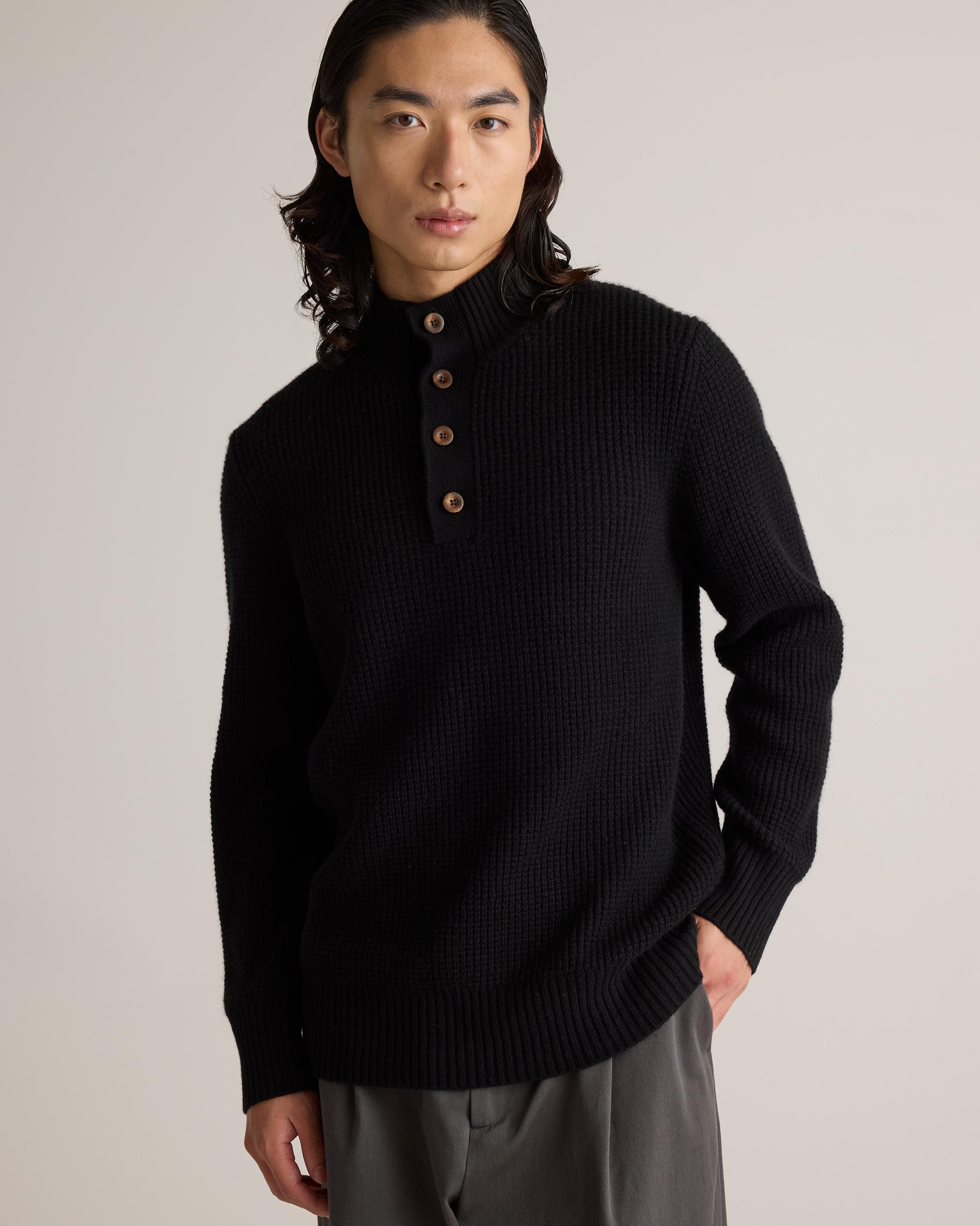 Quince | Men's Mongolian Cashmere Waffle Quarter Button Sweater Product Image