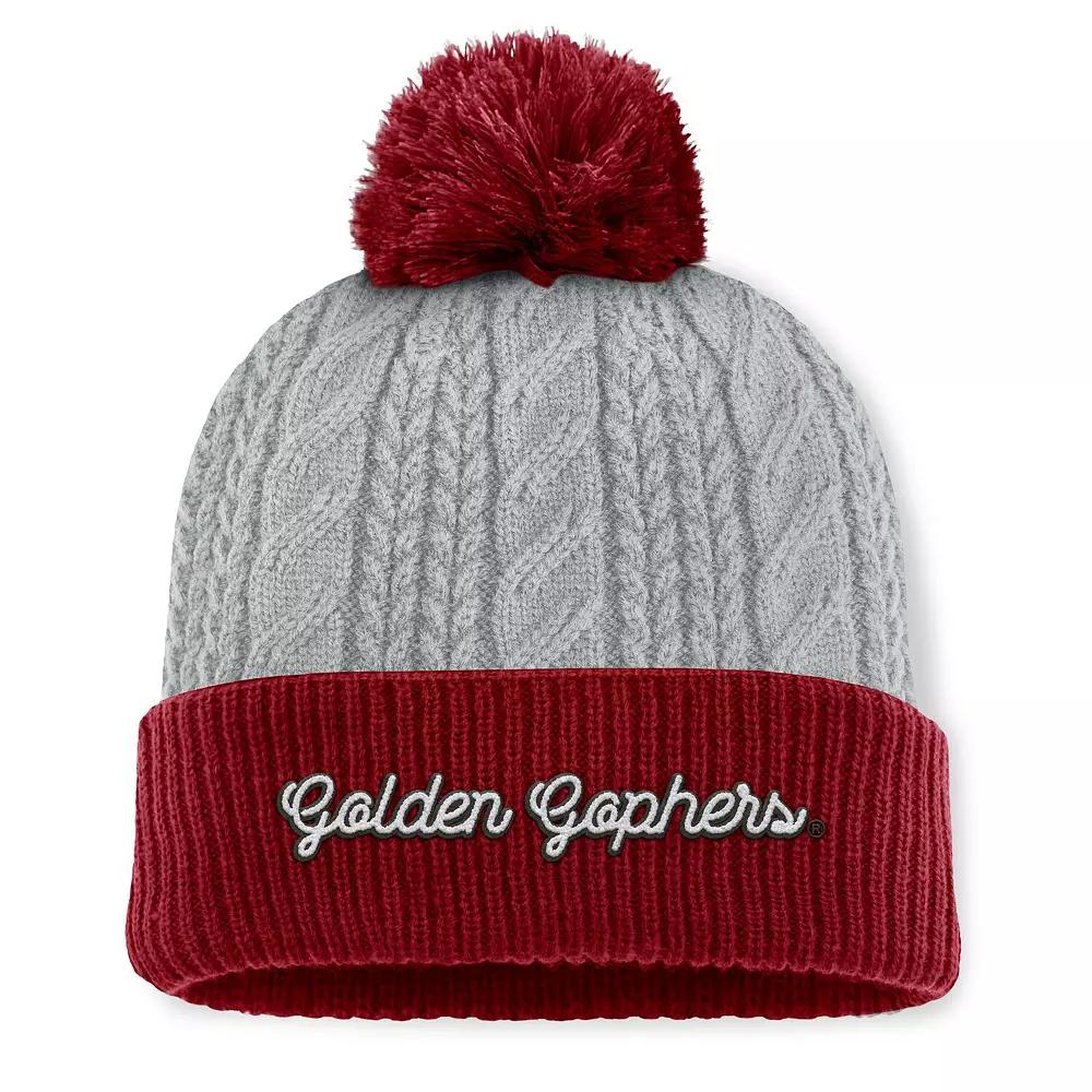 Women's Top of the World Gray/Maroon Minnesota Golden Gophers Becca Cuffed Knit Hat with Pom, Grey Product Image