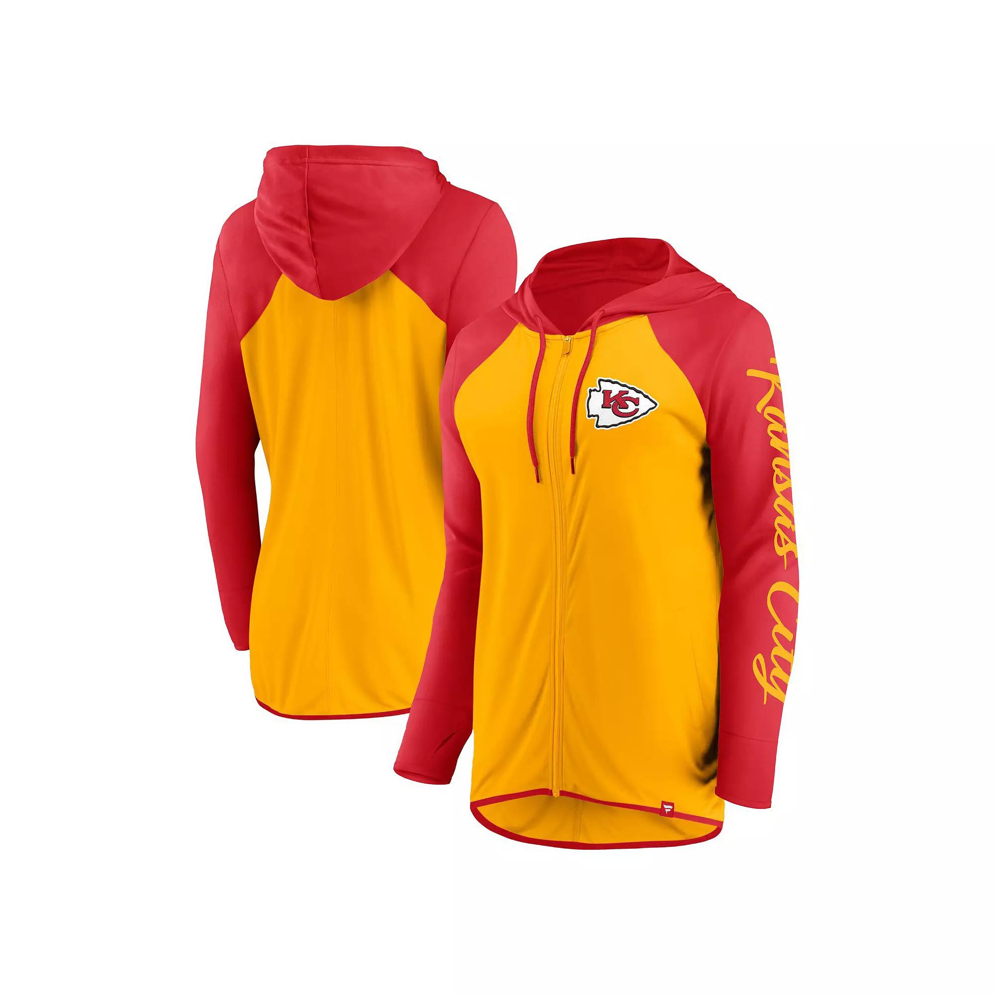 Women's Fanatics Gold/Red Kansas City Chiefs Script Full-Zip Hoodie, Size: 3XL Product Image