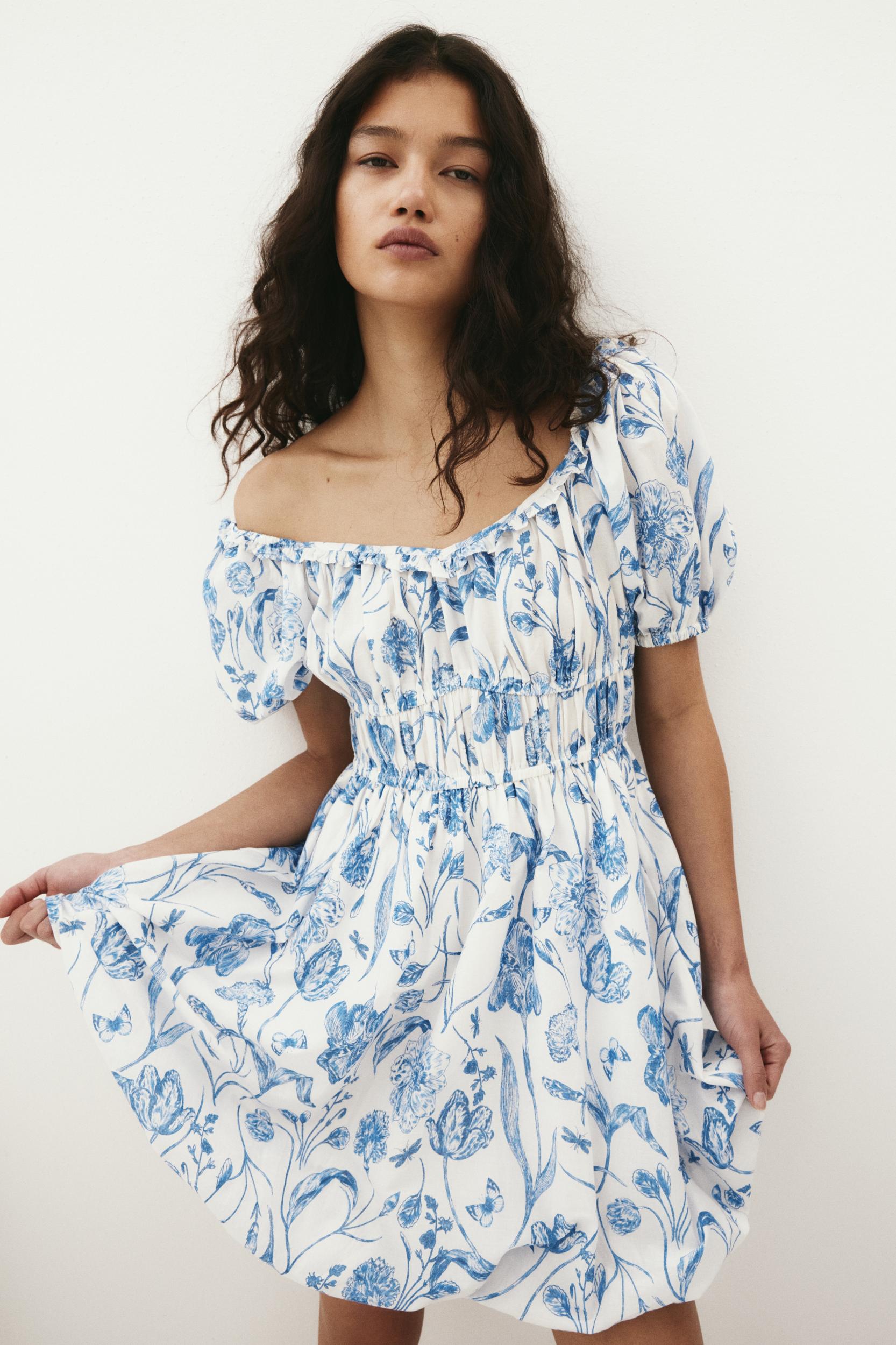 Bubble-Hem Cotton Dress Product Image