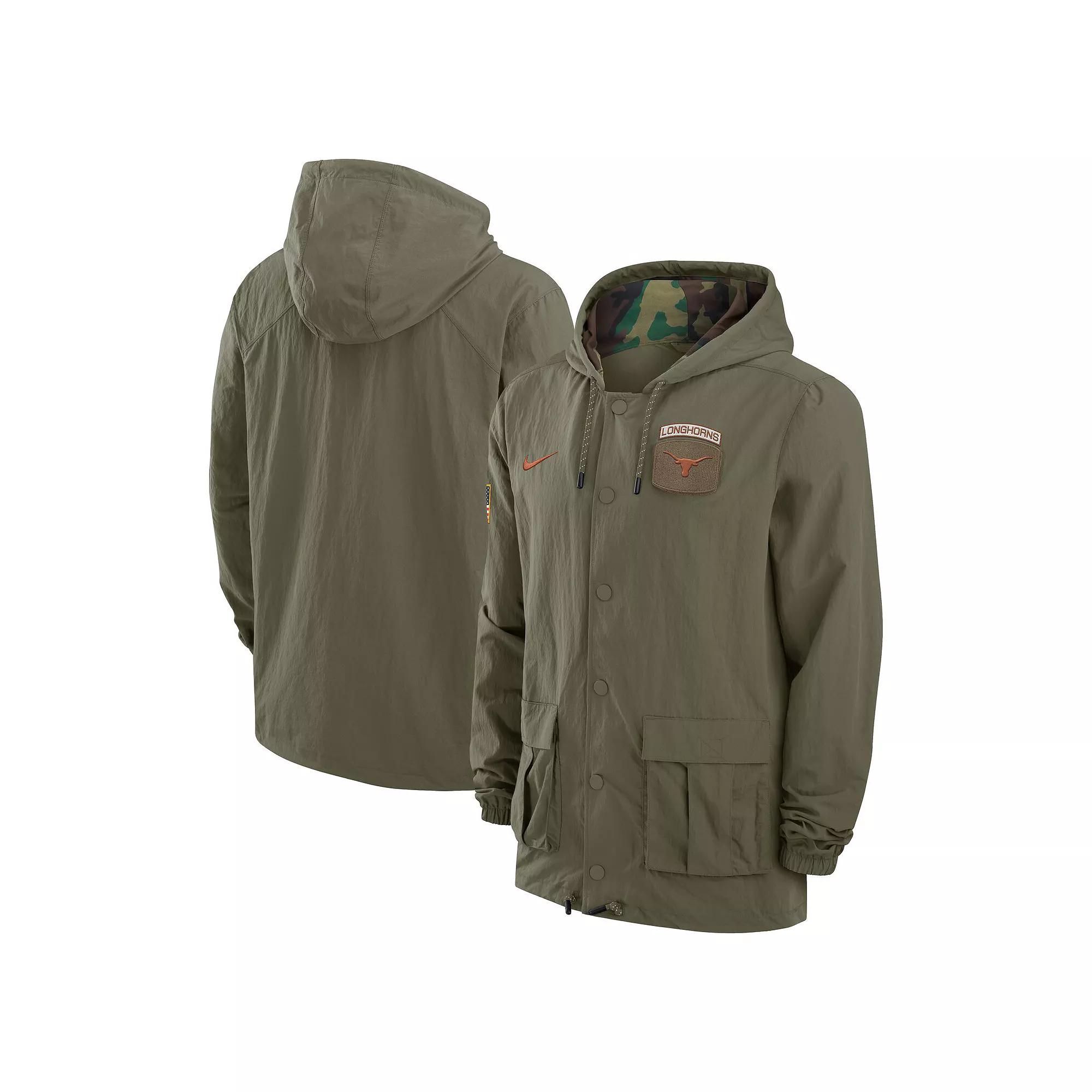 Men's Nike Olive Texas Longhorns 2024 Military Appreciation Full-Snap Hoodie Military Jacket,  Product Image