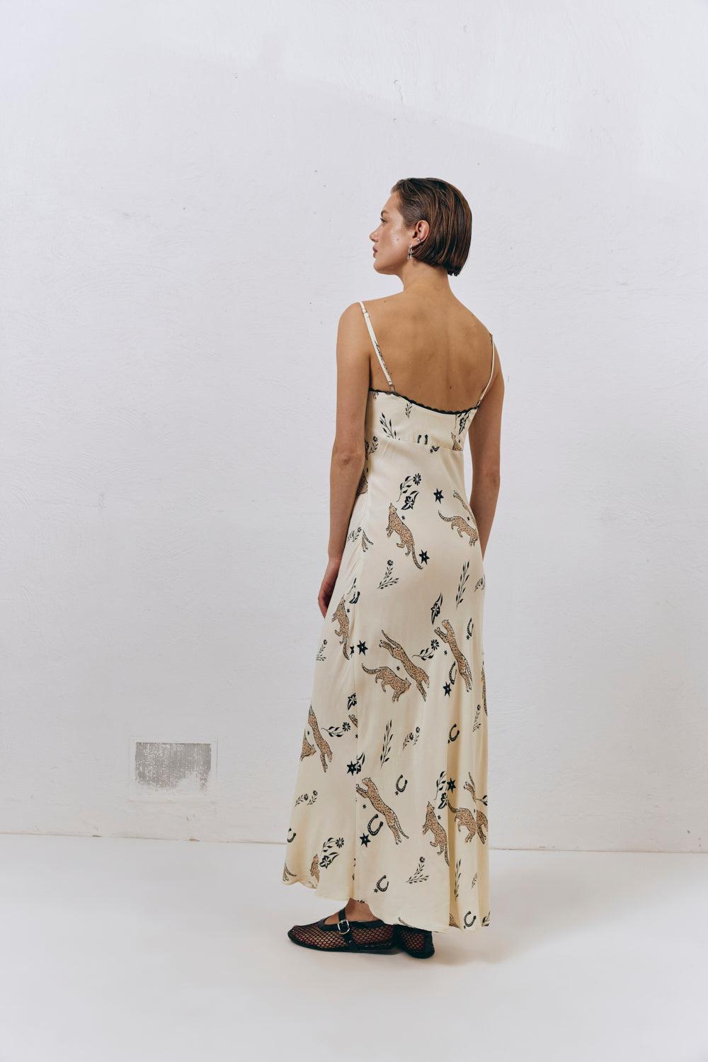 Cosmic Bias Cut Maxi Dress Cream Product Image
