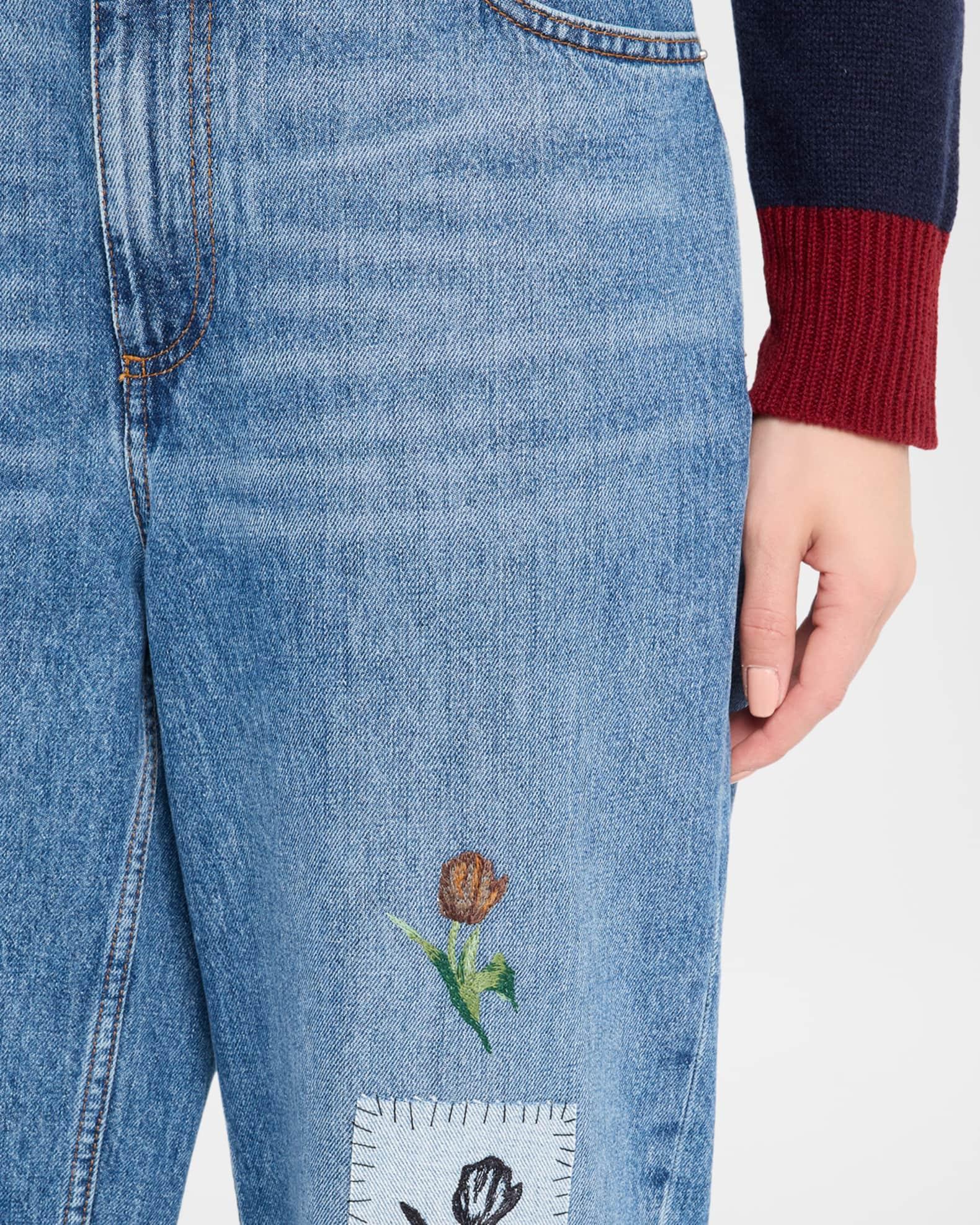 Embroidered Straight-Leg Denim Trousers Product Image