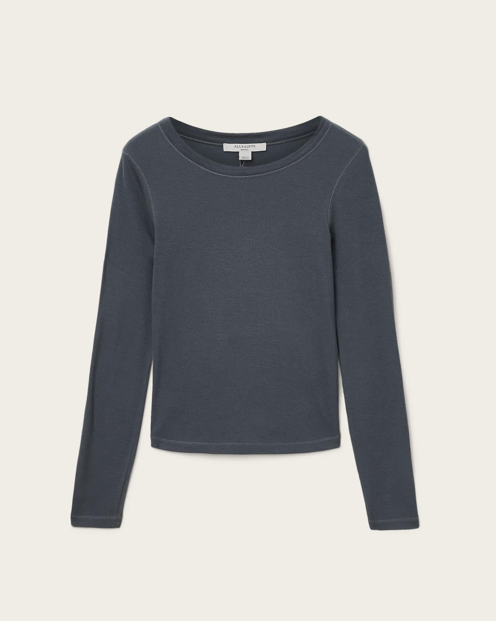 Rina Long Sleeve Crew Neck T-Shirt HAZED GREY | ALLSAINTS US Product Image